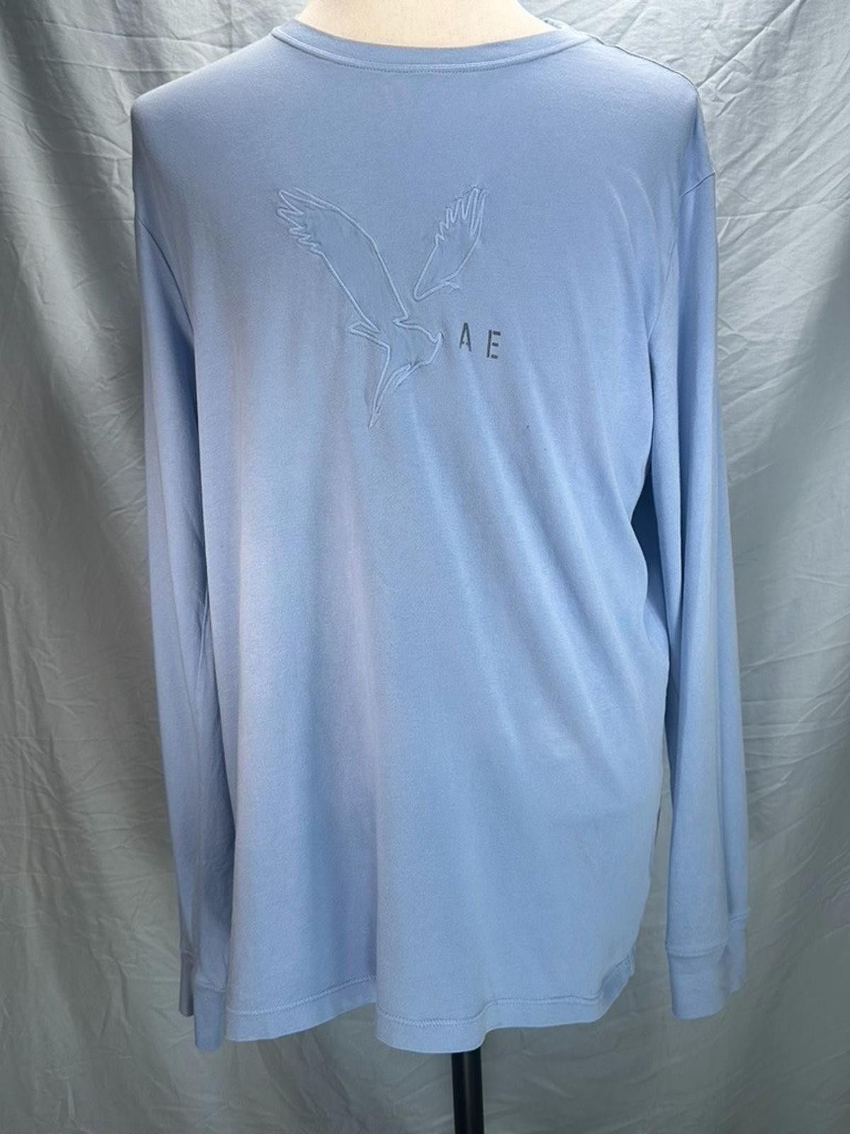 American Eagle Outfitters American Eagle Embroidered Logo Soft Standard Fit T Blue L Size US L / EU 52-54 / 3 - 1 Thumbnail