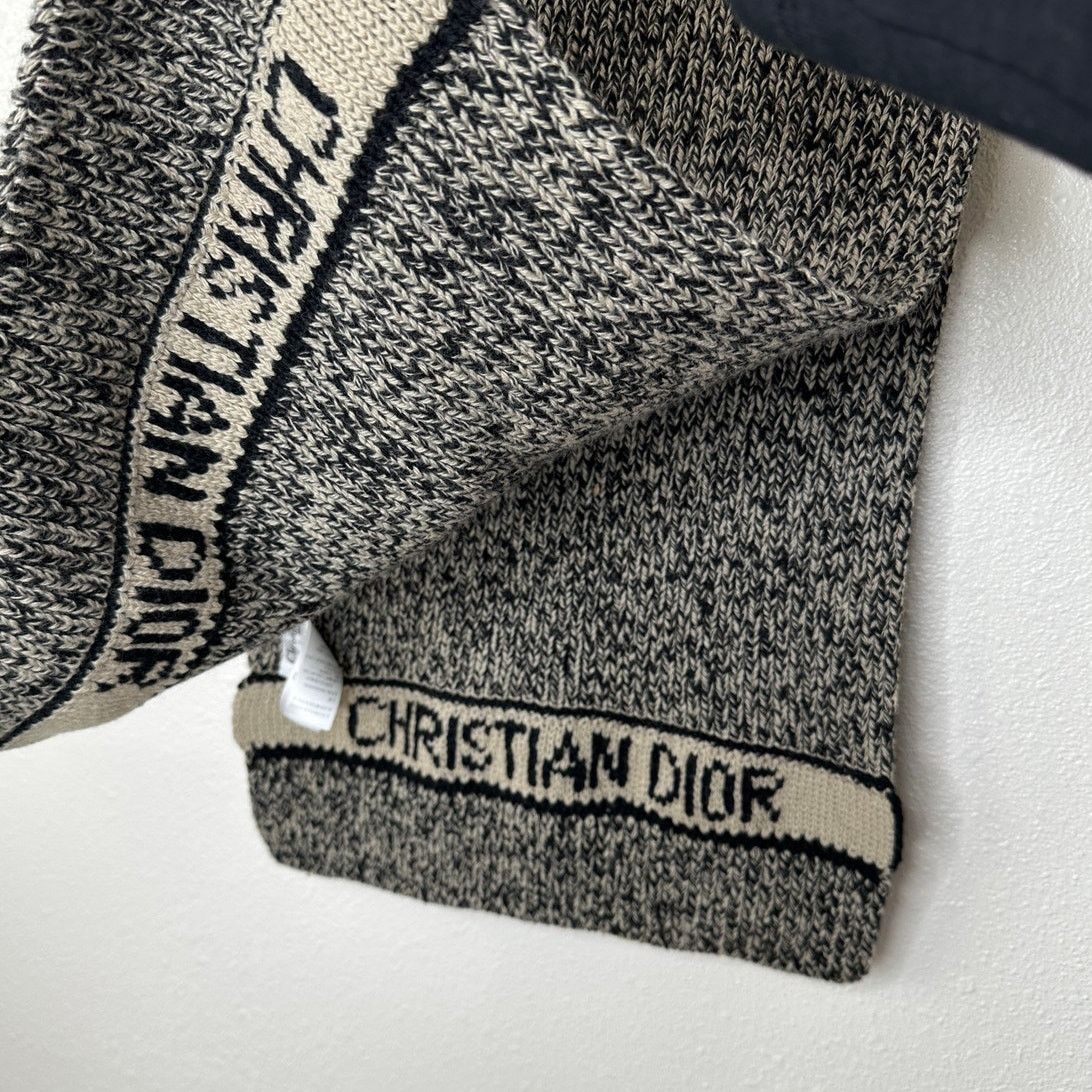 Christian Dior Monsieur Christian Dior Beige Black Marled Wool Cashmere Blend Scarf Size ONE SIZE - 7 Thumbnail