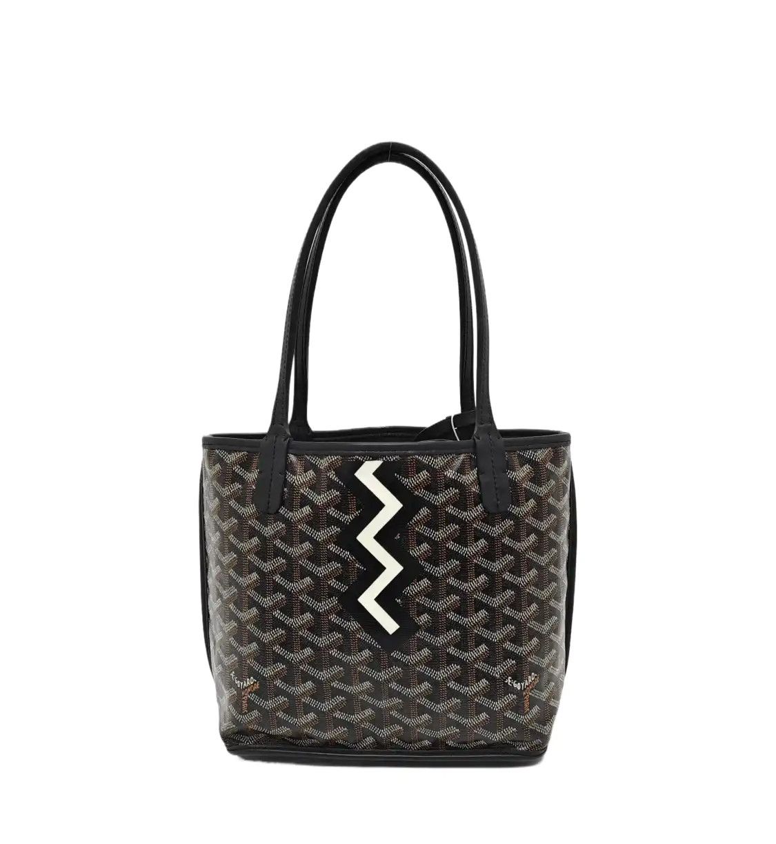 Goyard GOYARD Anjou mini black coated canvas print handbag shoulder bag silver hardware Size ONE SIZE - 1 Thumbnail
