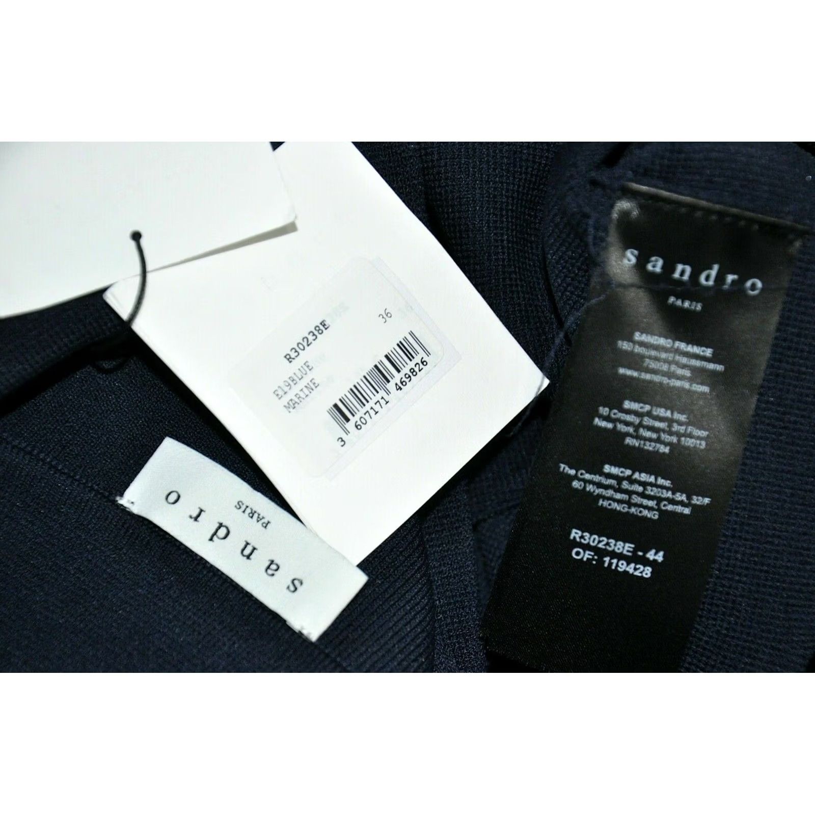 Sandro Sandro Dress Mini Striped-knit Blue 36 Women's Size 36 Short Sleeve Knit Pattern Striped 54%Viscose 44%Polyamide 2%Elastane Black? Size XS / US 0-2 / IT 36-38 - 5 Thumbnail