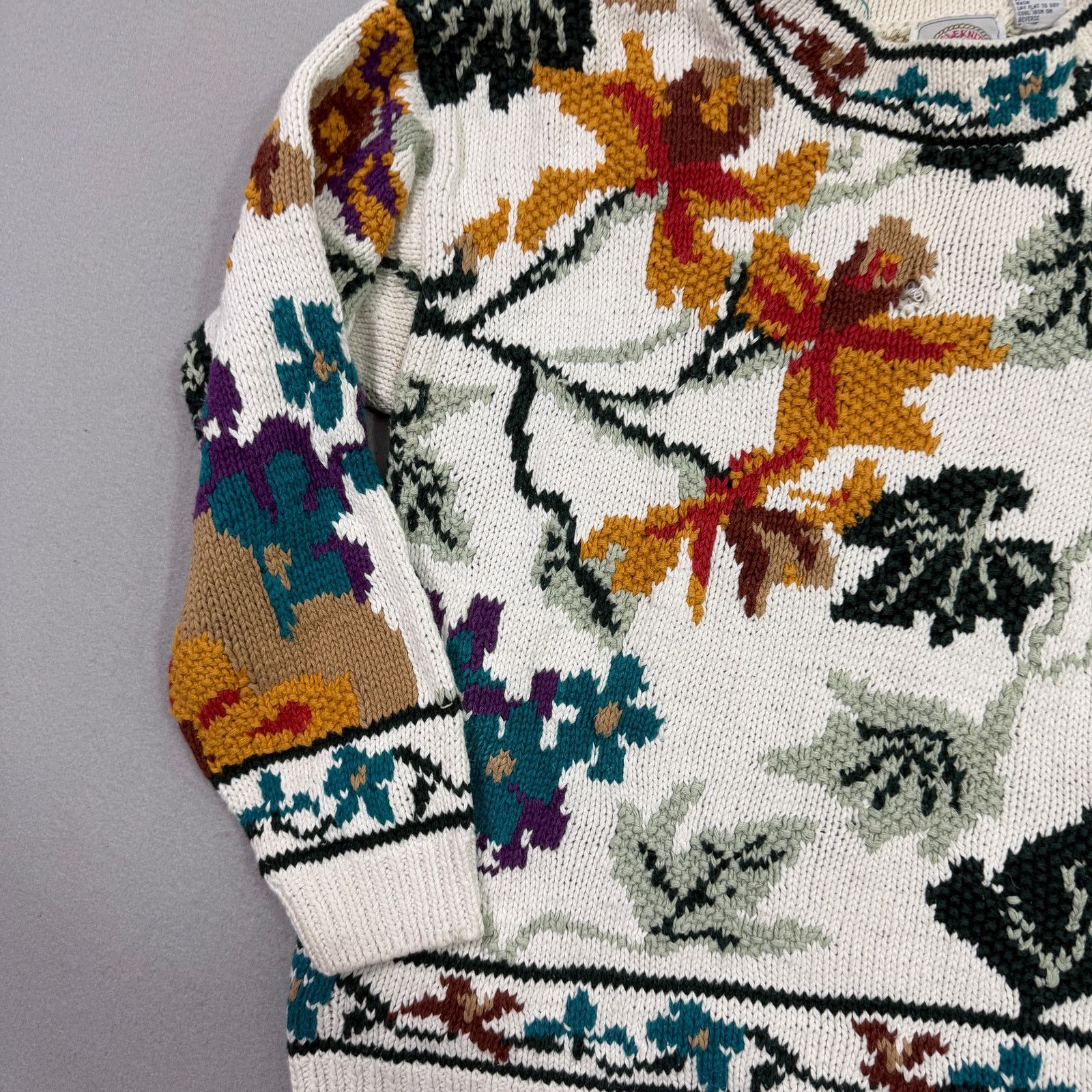Vintage Vintage Cape Isle Knitters Sweater Women's Small Floral 90s Size S / US 4 / IT 40 - 2 Thumbnail