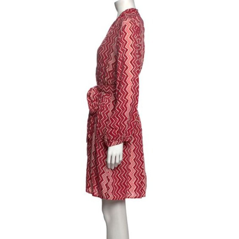 Natalie Martin Natalie Martin Pink Printed Long Sleeve V-Neck Women Dress Size S / US 4 / IT 40 - 2 Thumbnail