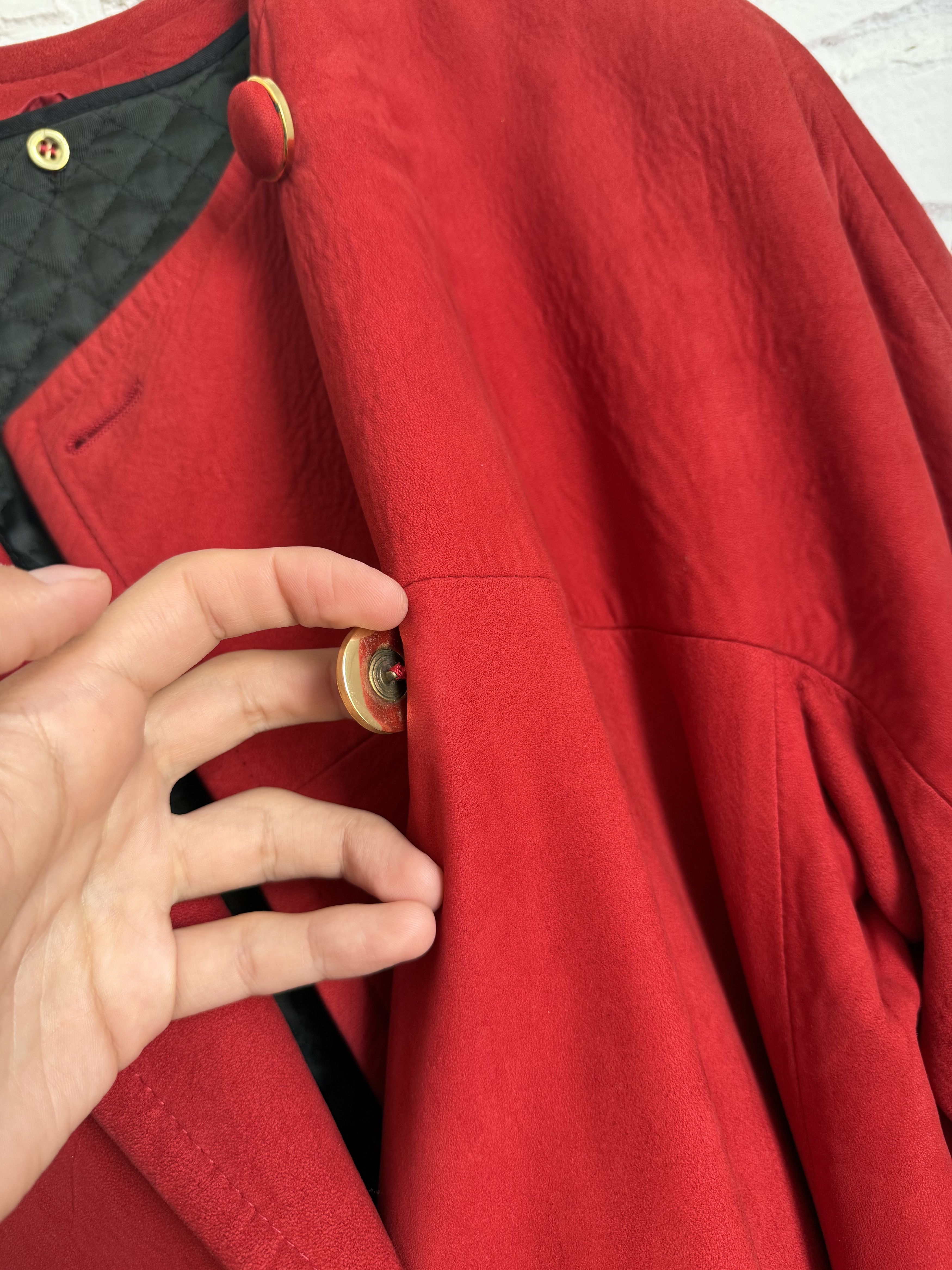 Gianfranco Ferre Vintage 80s Gianfranco Ferre red leather cape jacket Size ONE SIZE - 12 Thumbnail