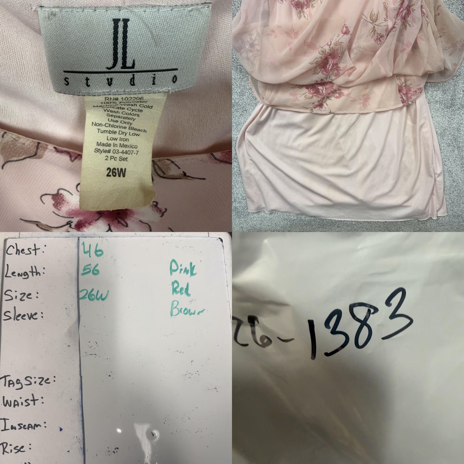 Vintage VINTAGE JL Studio Dress Jacket Set Womens 26W Pink Floral Maxi Chiffon Wedding 2 Piece Outfit/Set Bohemian 90s Flower Formal Size 4XL / US 24-26 - 8 Thumbnail