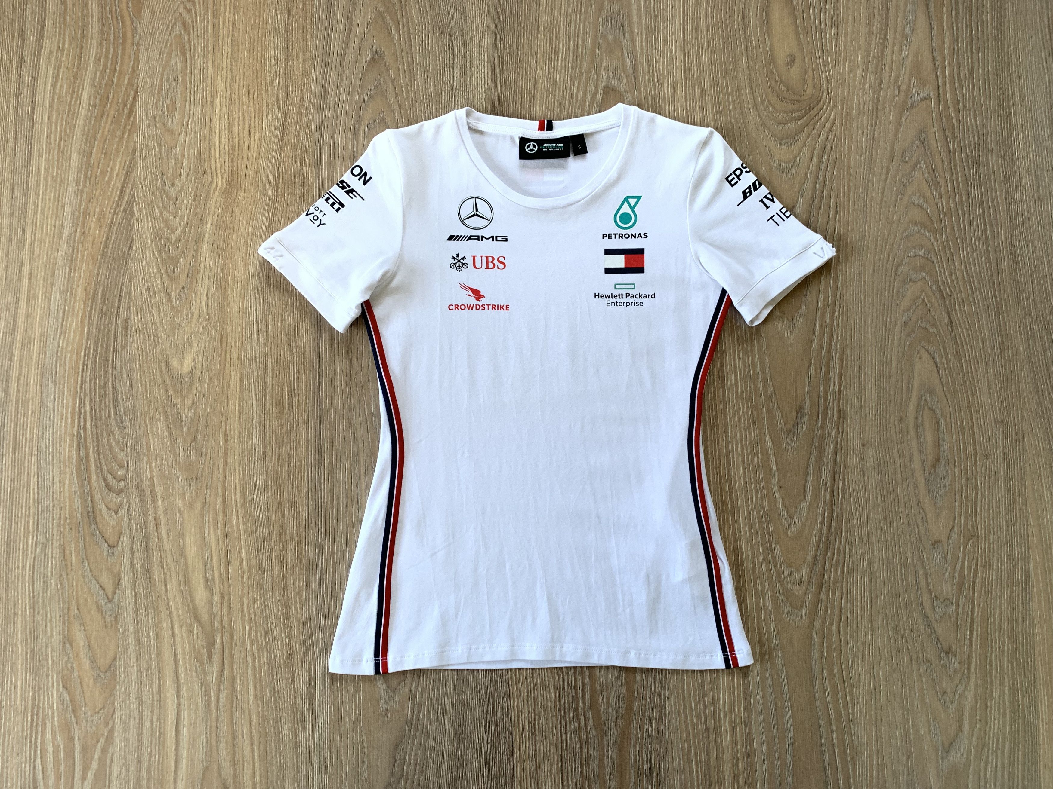 Mercedes-Benz × Tommy Hilfiger Womens AMG Petronas Motorsport Racing White T Shirt Size S / US 4 / IT 40 - 12 Thumbnail