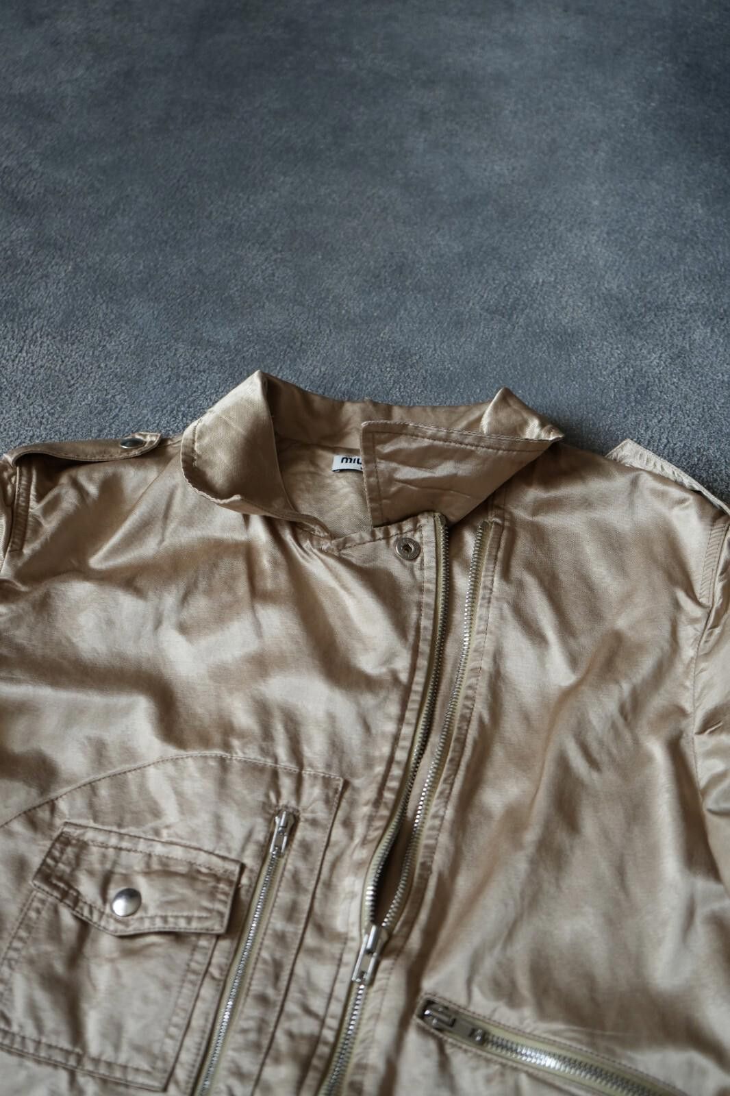 Miu Miu 2000`s Miu Miu Light Biker Jacket Beige Vintage Women Size M Size M / US 6-8 / IT 42-44 - 9 Thumbnail