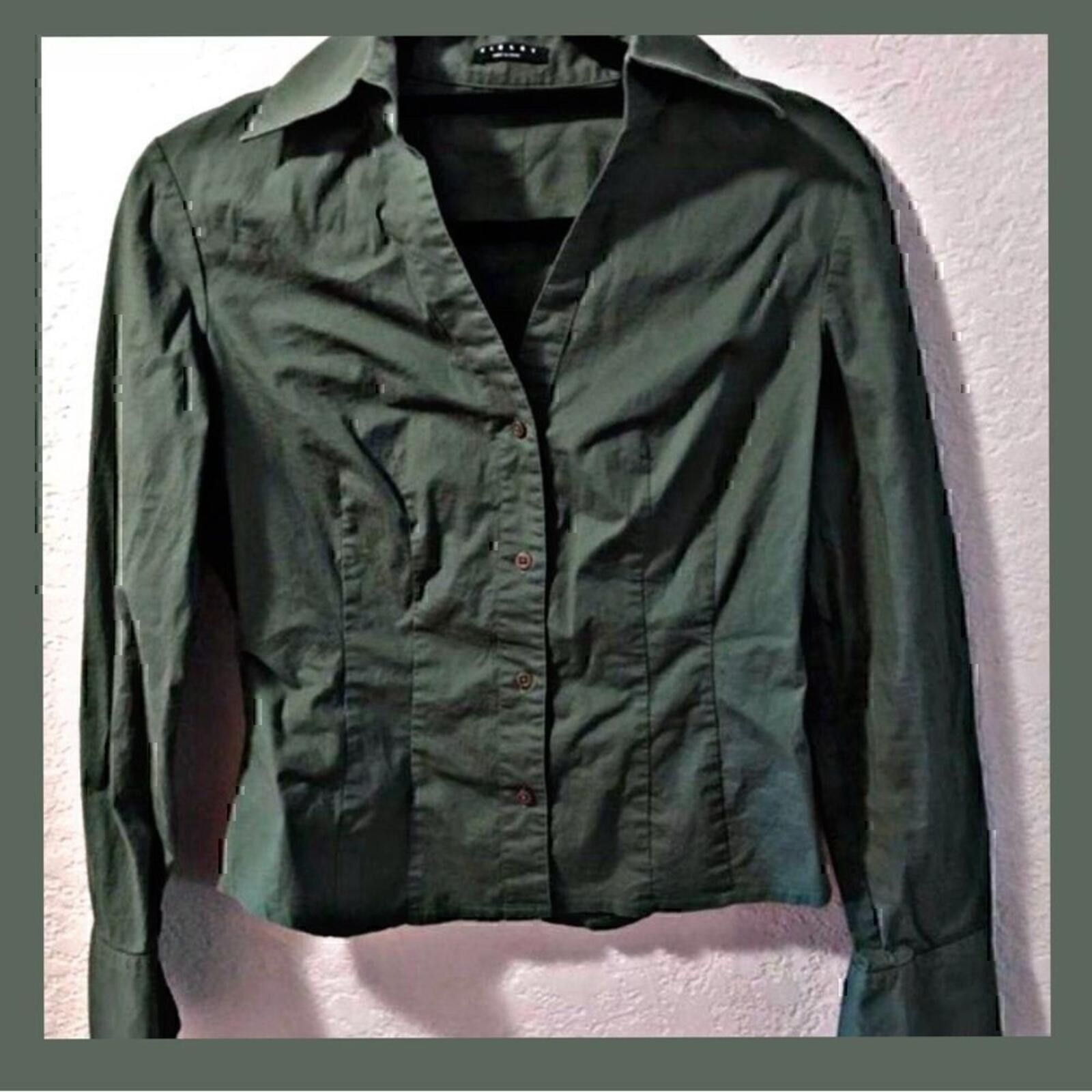 The Unbranded Brand Dark Green Fitted Button-Up Shirt Size S / US 4 / IT 40 - 2 Thumbnail