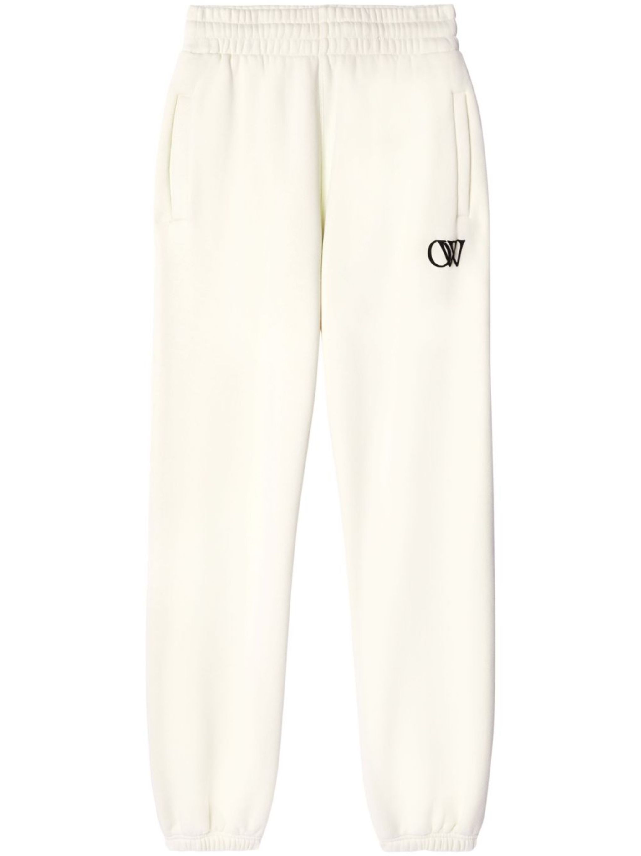 Off-White o1s22i1n0824 Flocked Logo Joggers in White Size 30" / US 8 / IT 44 - 1 Thumbnail