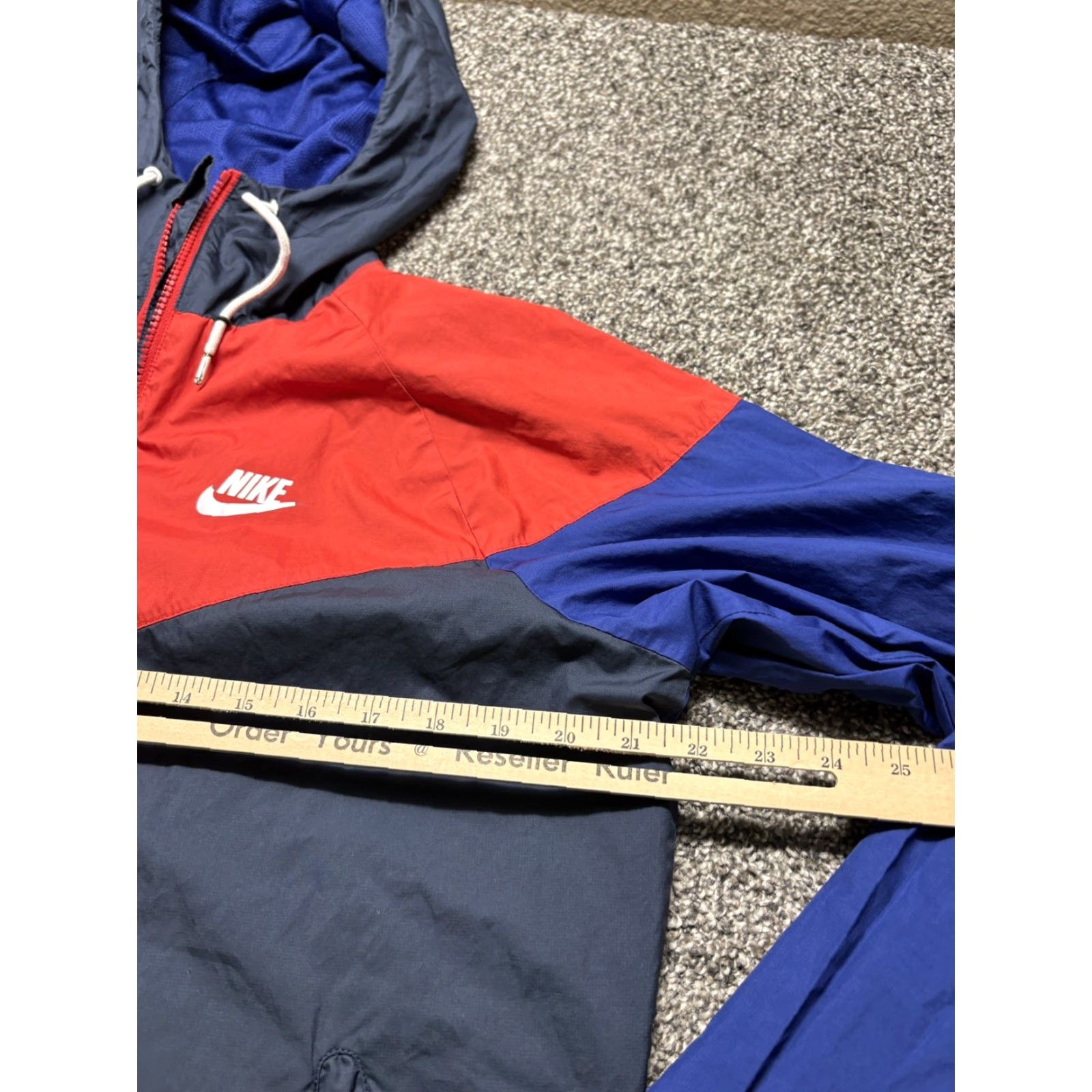 Nike VINTAGE Nike Windrunner Jacket Mens M Navy Red White Hood Full Zip 727324 Size US M / EU 48-50 / 2 - 6 Thumbnail