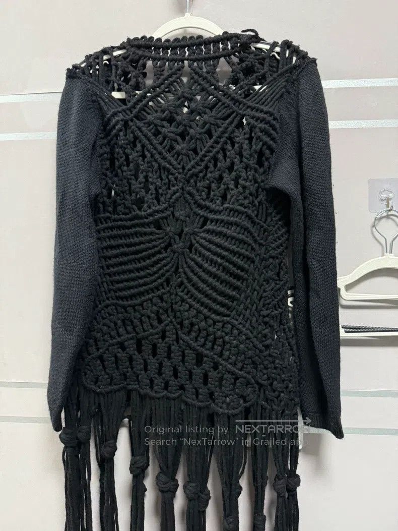 Comme des Garcons Comme Des Garcons Black Knit Openwork Wool Sweater Size S / US 4 / IT 40 - 4 Thumbnail