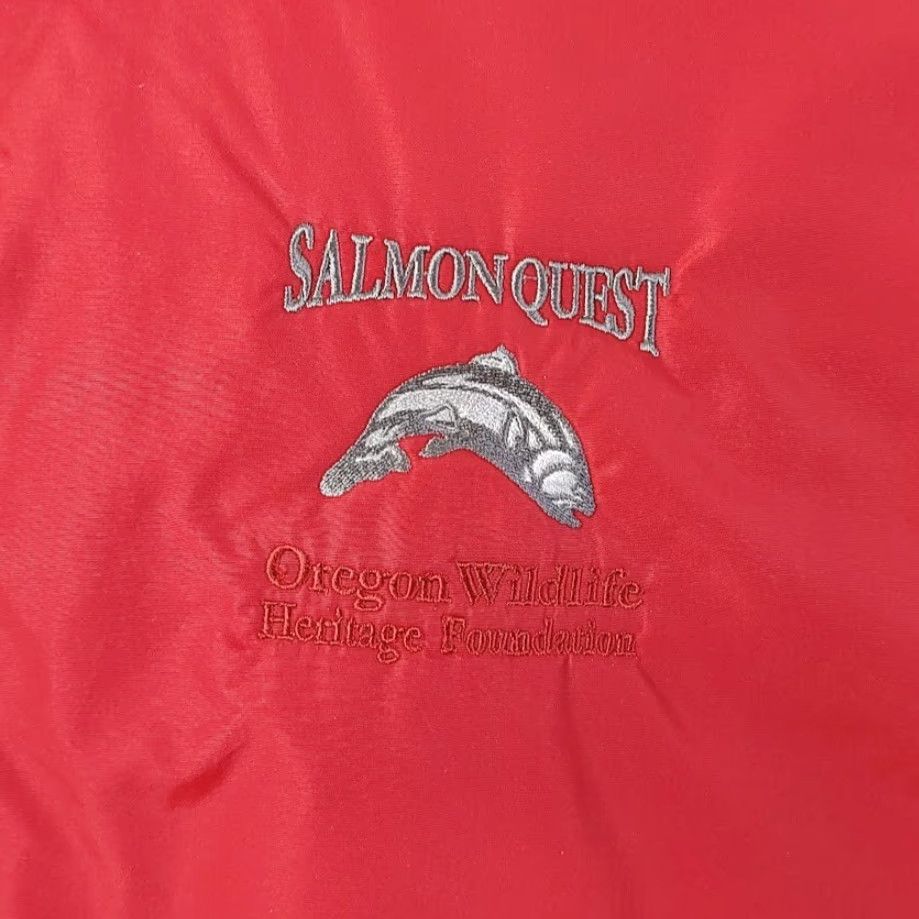 Quest VINTAGE Tri-Mountain Salmon Quest Vest Jacket Mens Size Large Red Nylon Zipper Mid-Length 90s Oregon Football Fishing Theme Mens Size US L / EU 52-54 / 3 - 3 Thumbnail