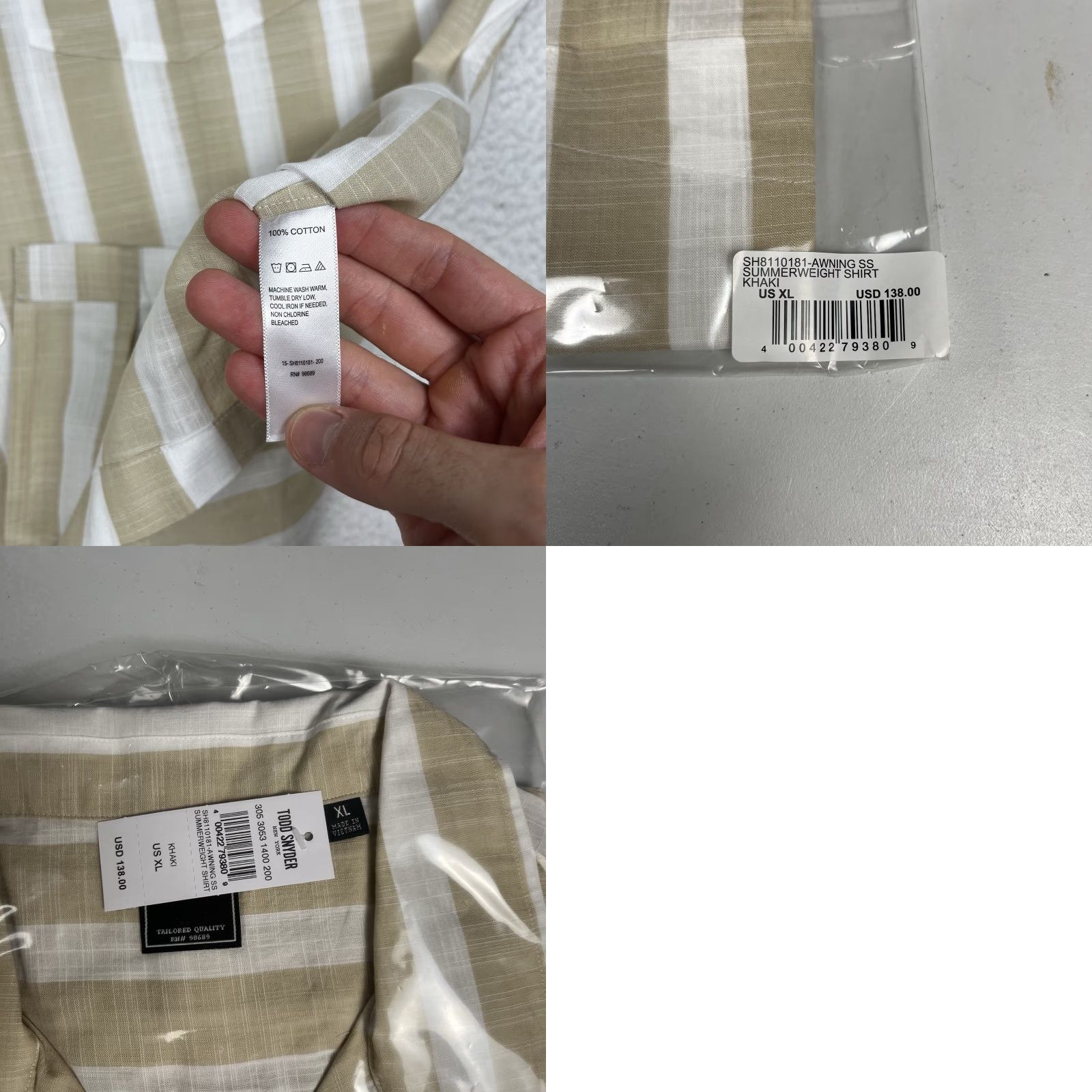 Todd Snyder Todd Snyder Shirt Camp Collar Shirt XL Beige Stripe Short Sleeve Button-Up Men Size US XL / EU 56 / 4 - 8 Thumbnail