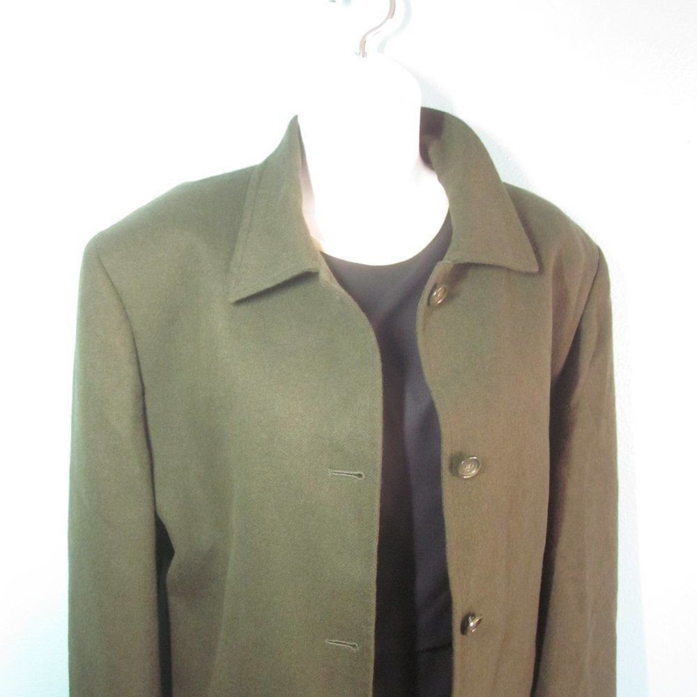 Nordstrom Nordstrom Olive Green Camelhair Coat - sfi Femme - Size 14 Size XL / US 12-14 / IT 48-50 - 3 Thumbnail