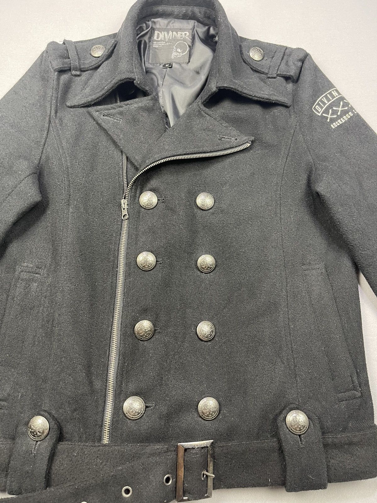 Japanese Brand Skull🔥 DIVINER Double Breasted Wool Biker Jacket Size US M / EU 48-50 / 2 - 9 Thumbnail
