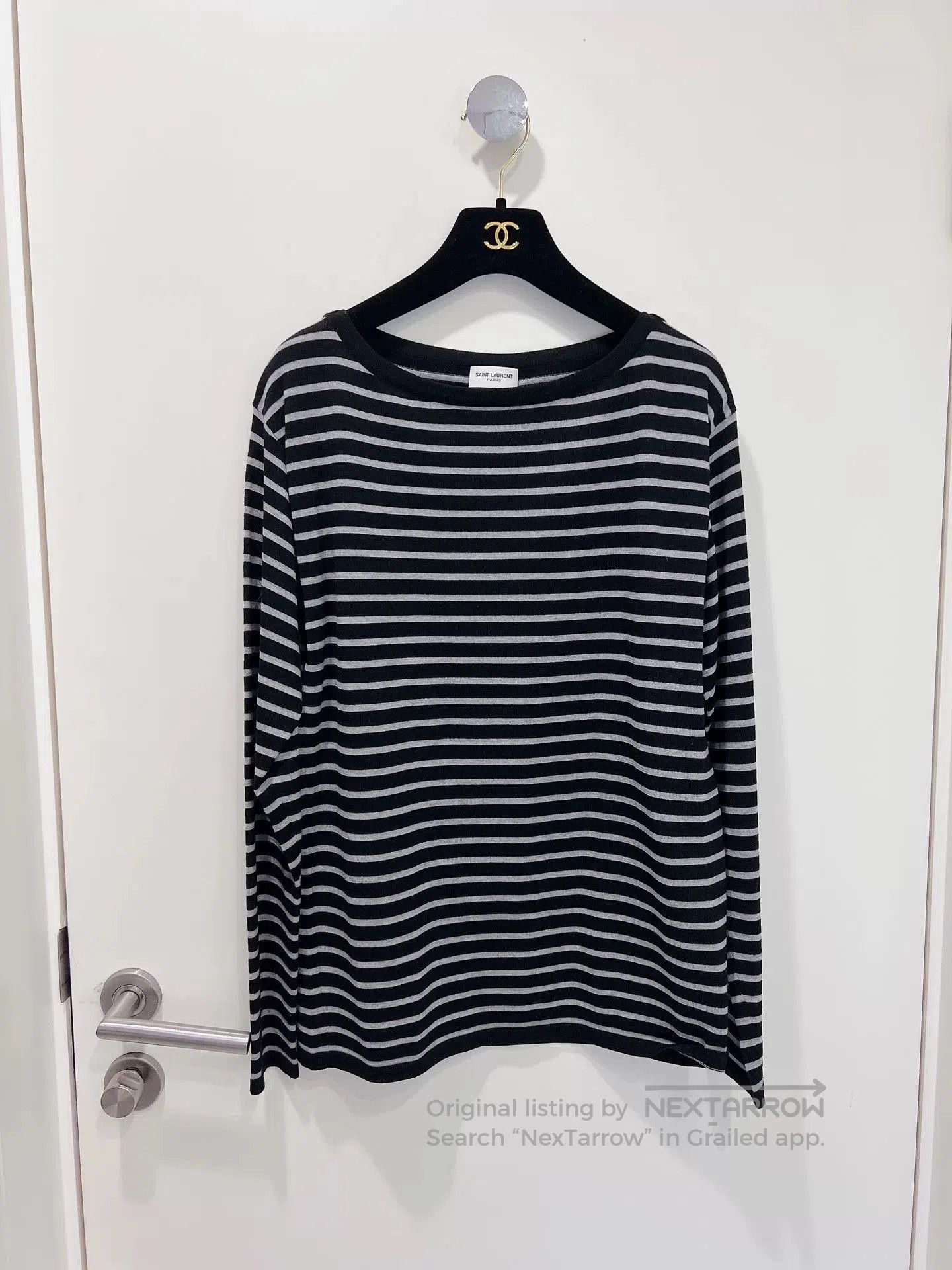 Saint Laurent Paris Saint Laurent Black White Striped Knit Top. Size S / US 4 / IT 40 - 1 Thumbnail