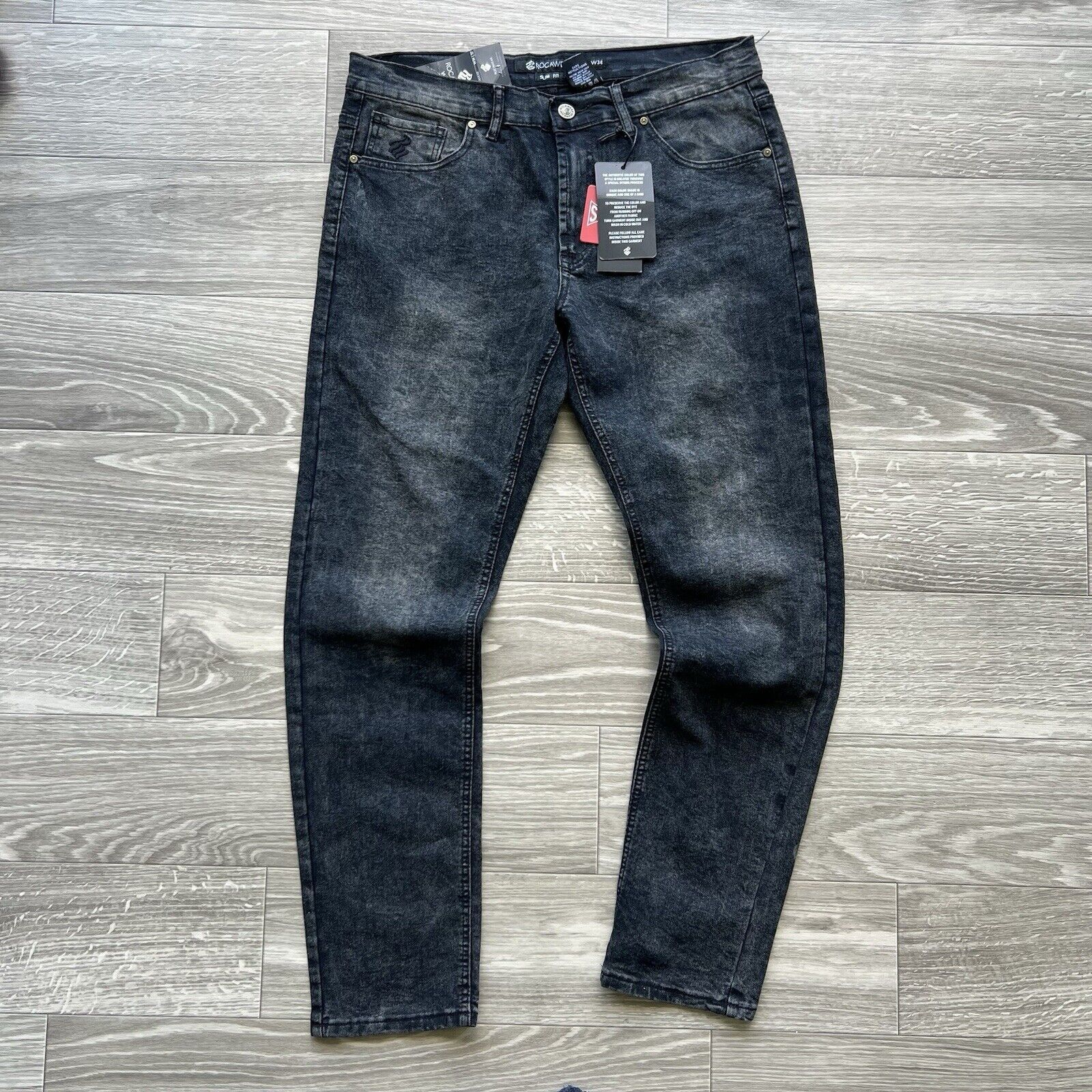 Rocawear Y2K Rocawear Jeans Men Skinny Black Emo Skater Goth Grunge Size US 35 - 5 Thumbnail