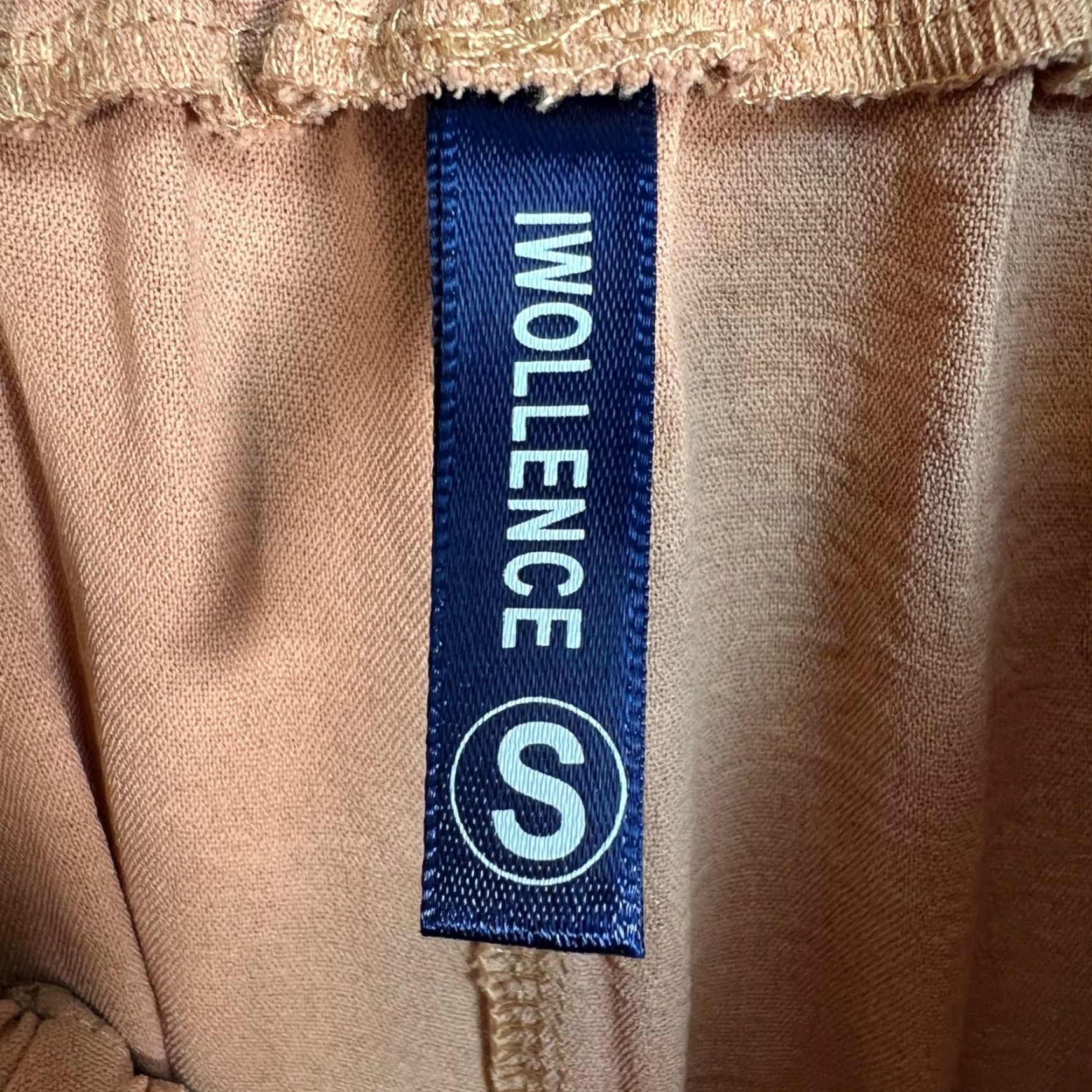 Vintage Iwollence Womens Small High-Waisted Tan Wide-Leg Pants With Tie Waist & Pockets Size 28" / US 6 / IT 42 - 3 Thumbnail