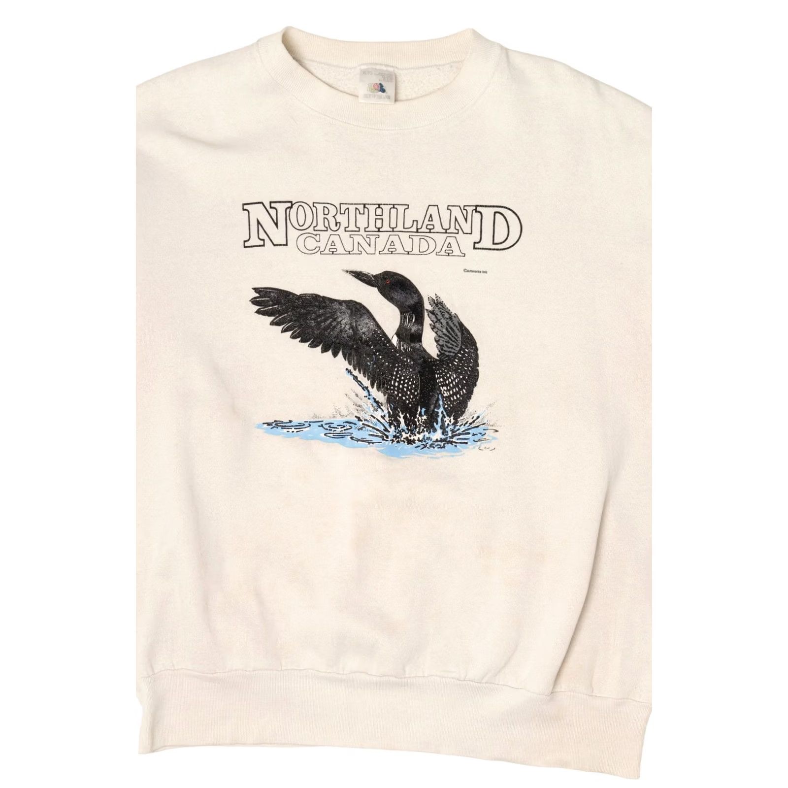 Fruit Of The Loom VINTAGE Northland Canada Loon Sweatshirt 1990s X-Large White Mens Size US XL / EU 56 / 4 - 5 Thumbnail