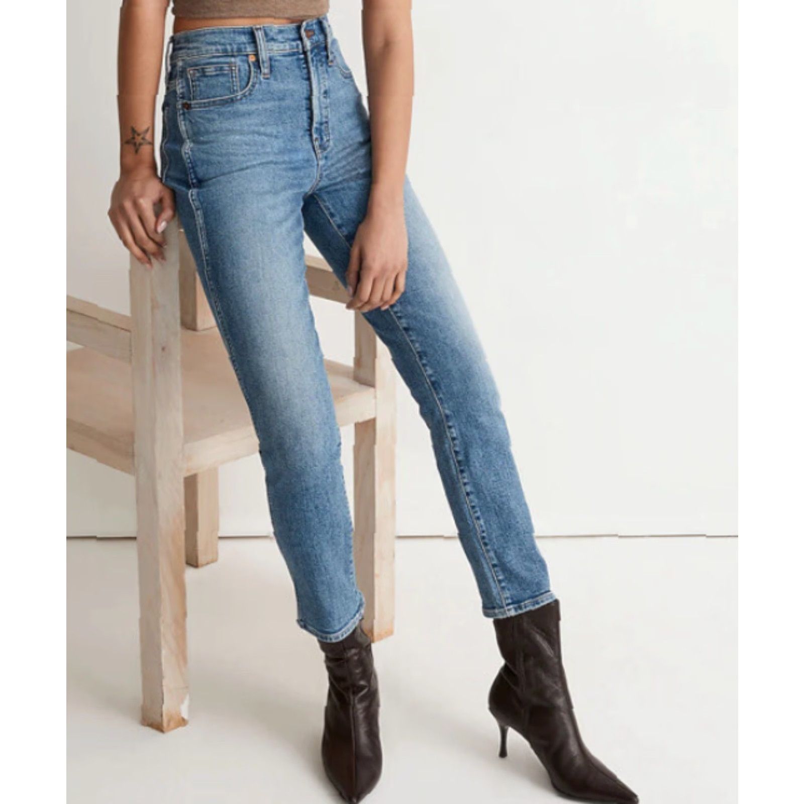Madewell Madewell Stovepipe Jeans in Medium Wash Skinny Regular Size 25 Blue 27in Inseam 5-Pocket Denim Womens NWT Size 42" / US 20 - 5 Thumbnail