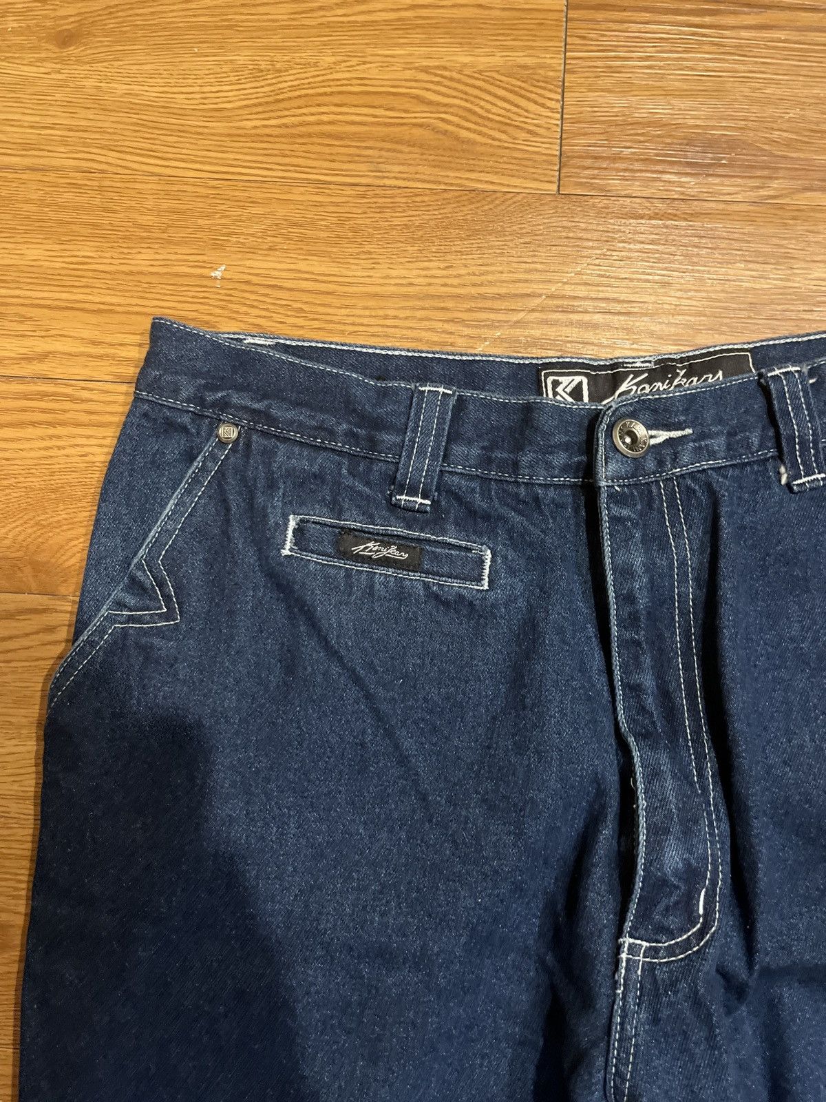 Karl Kani vintage y2k karl kani baggy blue embroidered jeans Size US 33 - 4 Thumbnail