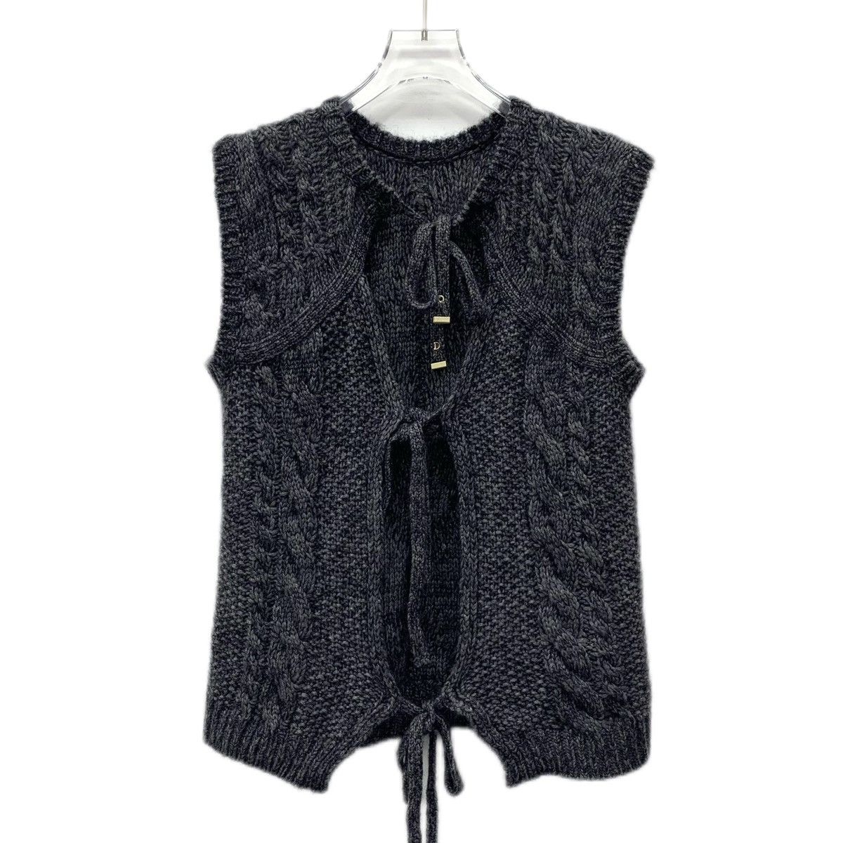 Dior Christian Dior Cable Knit Back Tie Cashmere Knit Vest K26WX Size M / US 6-8 / IT 42-44 - 2 Thumbnail