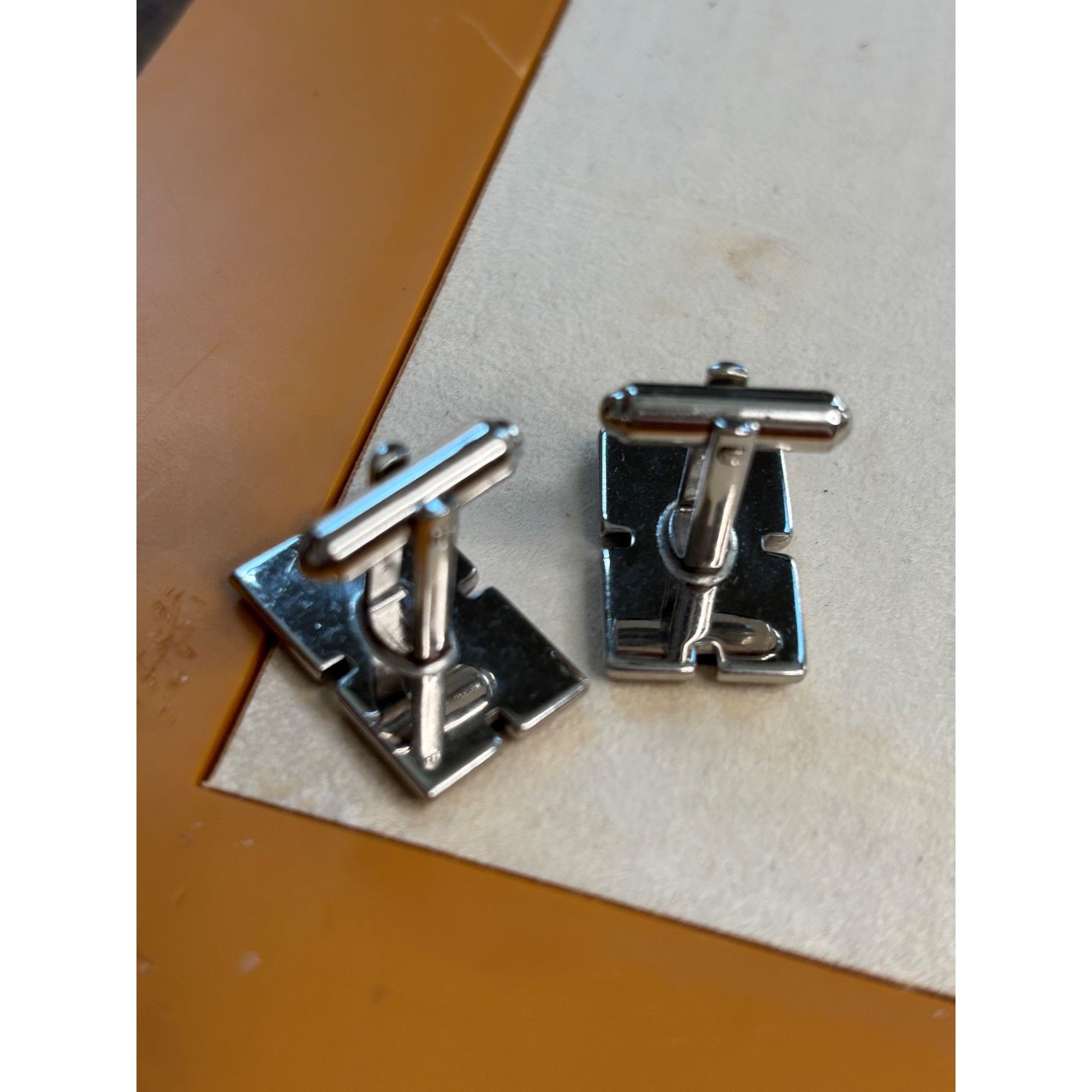 Other Gold & Black Rectangular Cufflinks With "D" Oval Design Meta Size ONE SIZE - 5 Thumbnail
