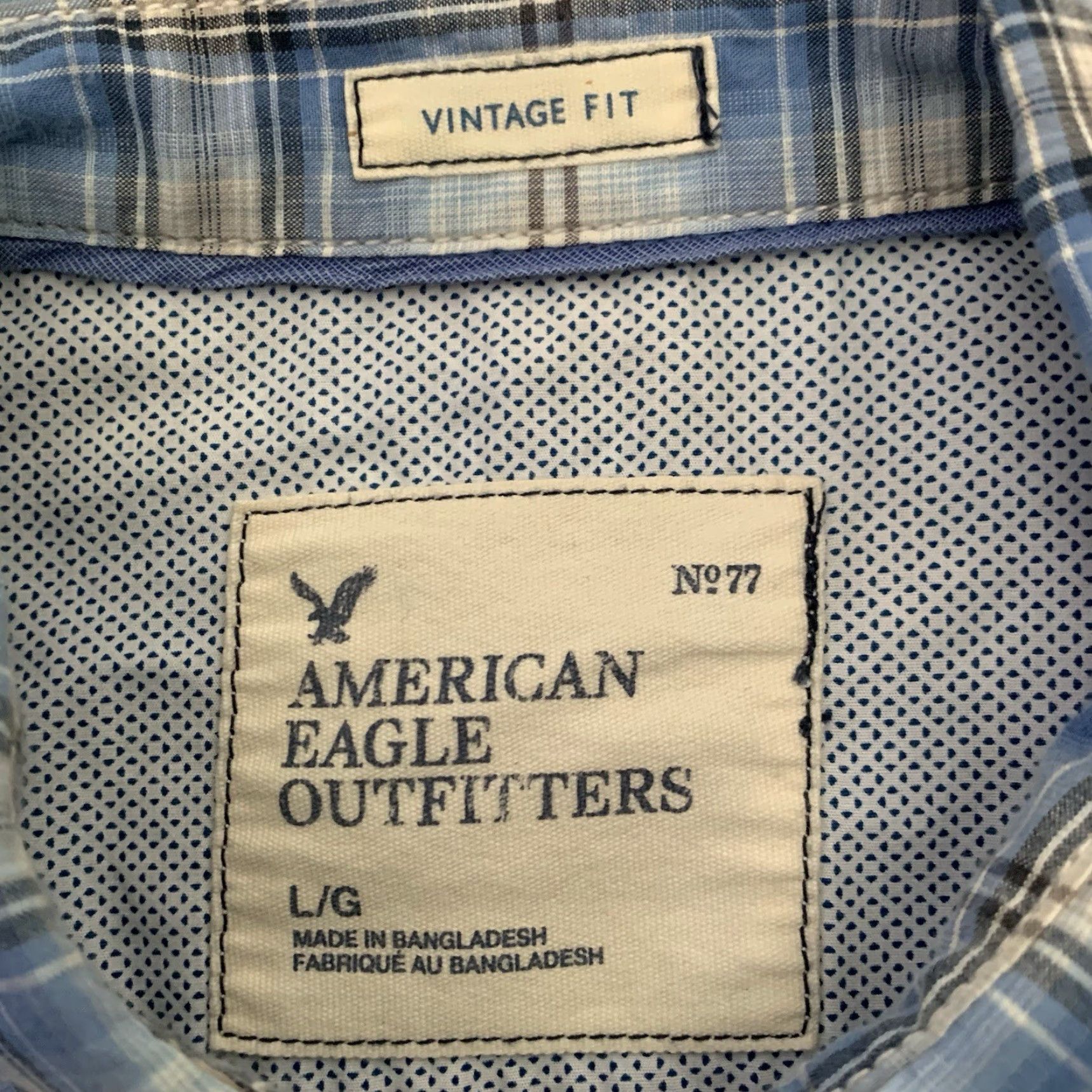American Eagle Outfitters VINTAGE American Eagle Outfitters Shirt Mens Large Pearl Snap Blue Plaid L/S Vintage Fit Size US L / EU 52-54 / 3 - 2 Thumbnail