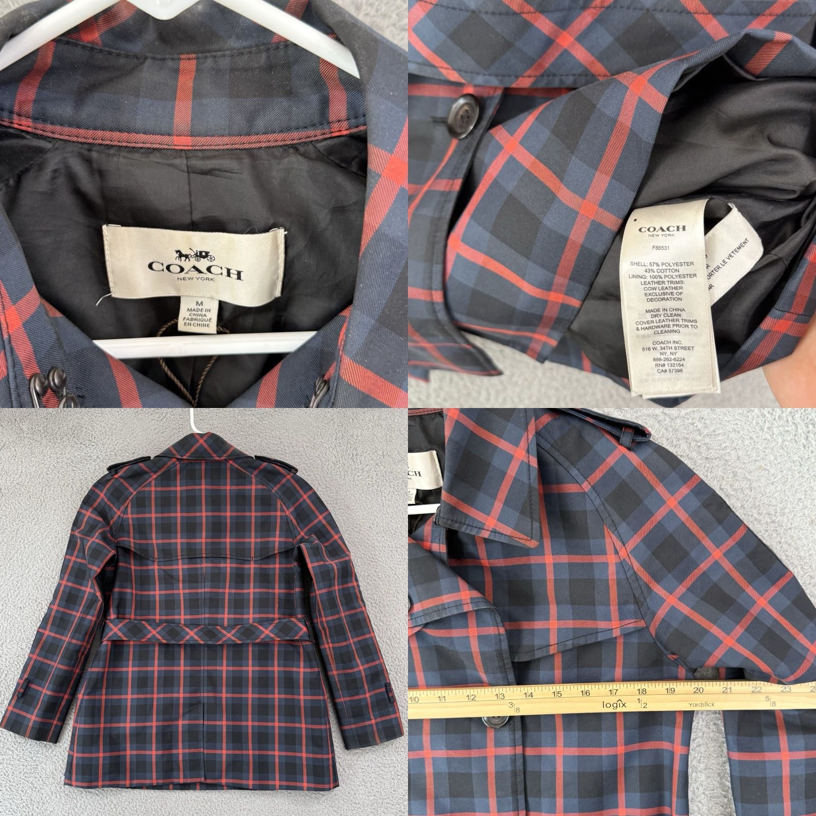 Coach VINTAGE Coach Trench Coat Women’s Medium Plaid Short Double Breasted Tattersall Belted Size 32" / US 10 / IT 46 - 8 Thumbnail