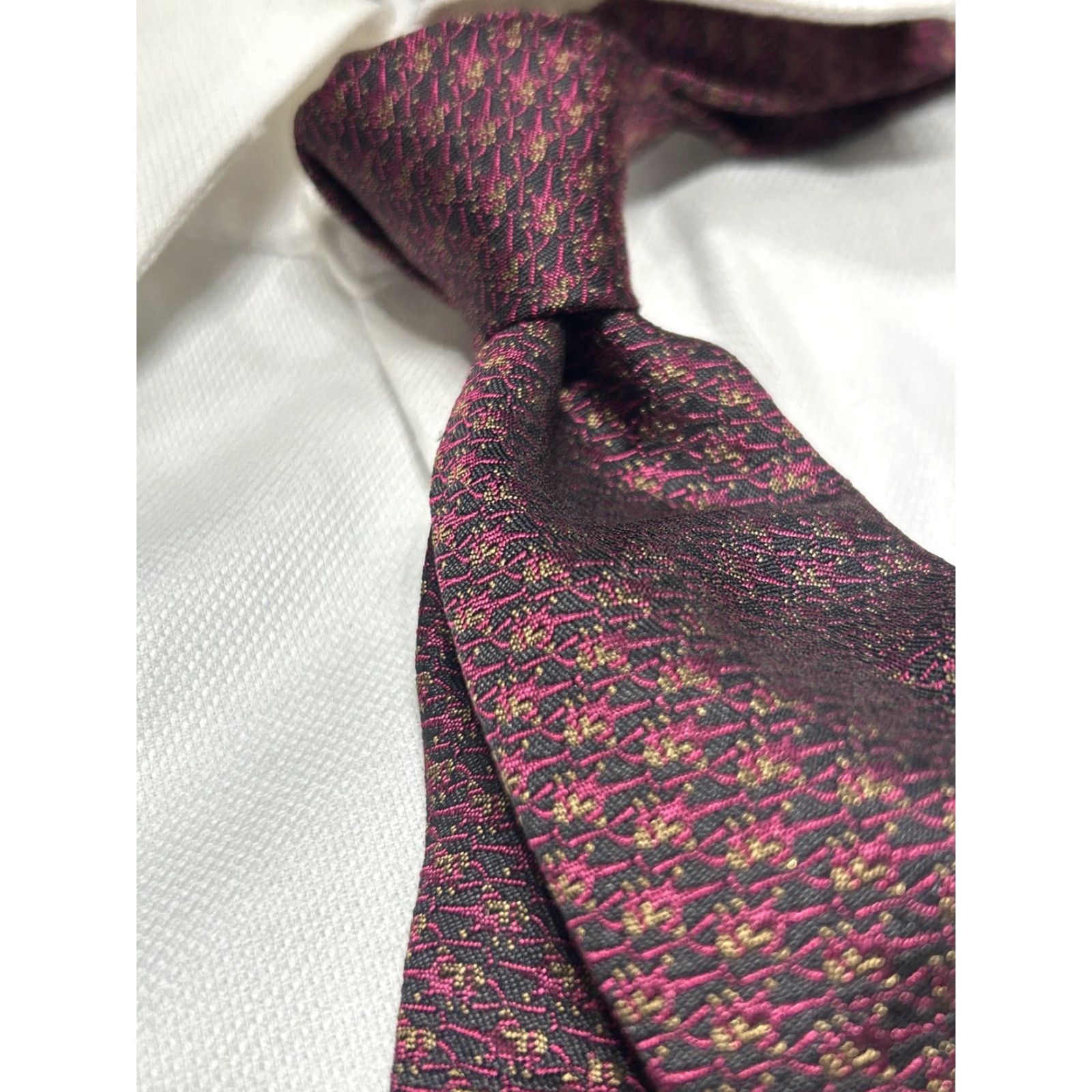 Vintage Mirage Tie Mens Silk 100% Made In Italy Gray 9.5cm Short 148cm Preppy Elegance Milano Firenze Nuova 2000s Size ONE SIZE - 5 Thumbnail