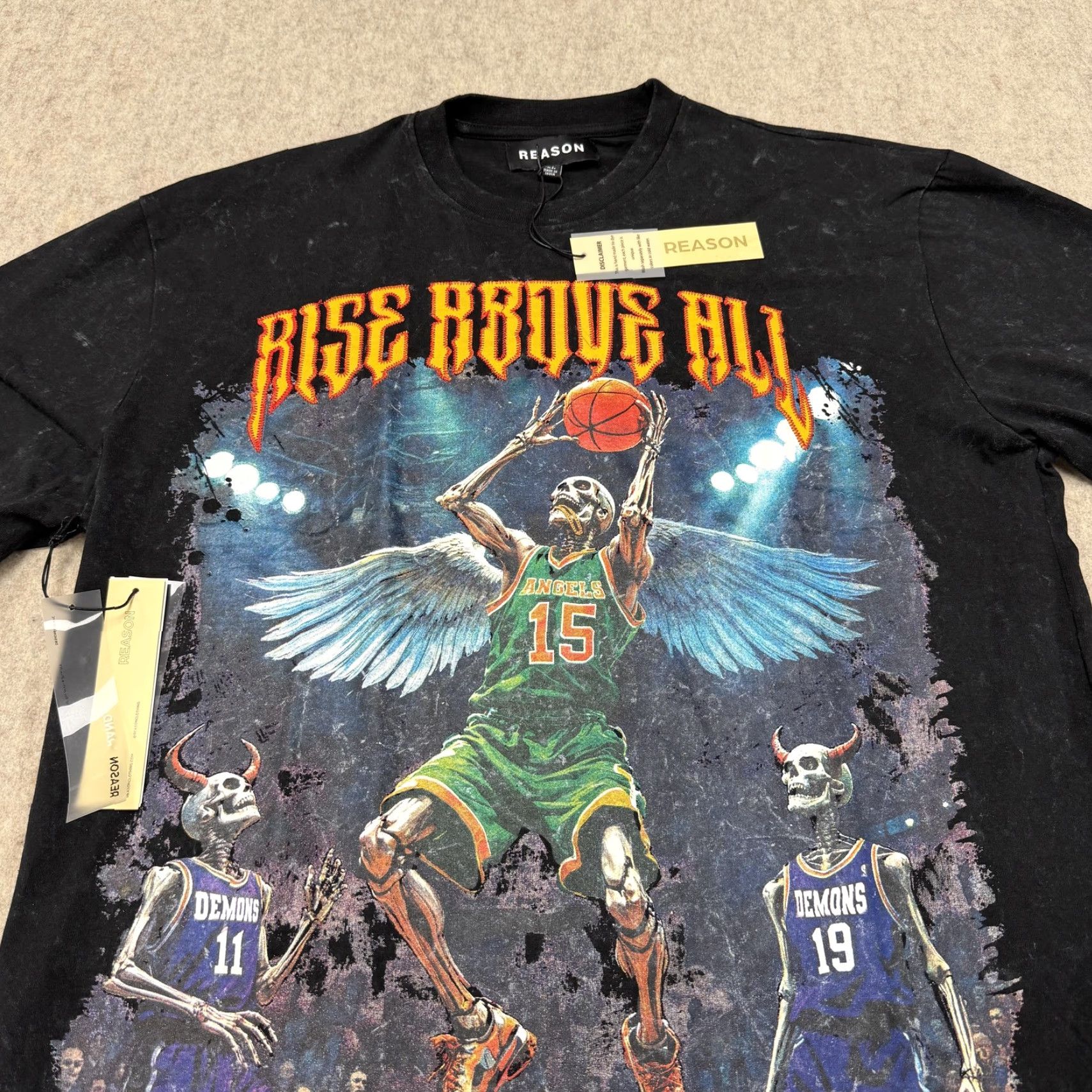 Reason Rise Above Shirt Mens XL Black Reason Basketball Skull Graphic Tee Size US XL / EU 56 / 4 - 3 Thumbnail