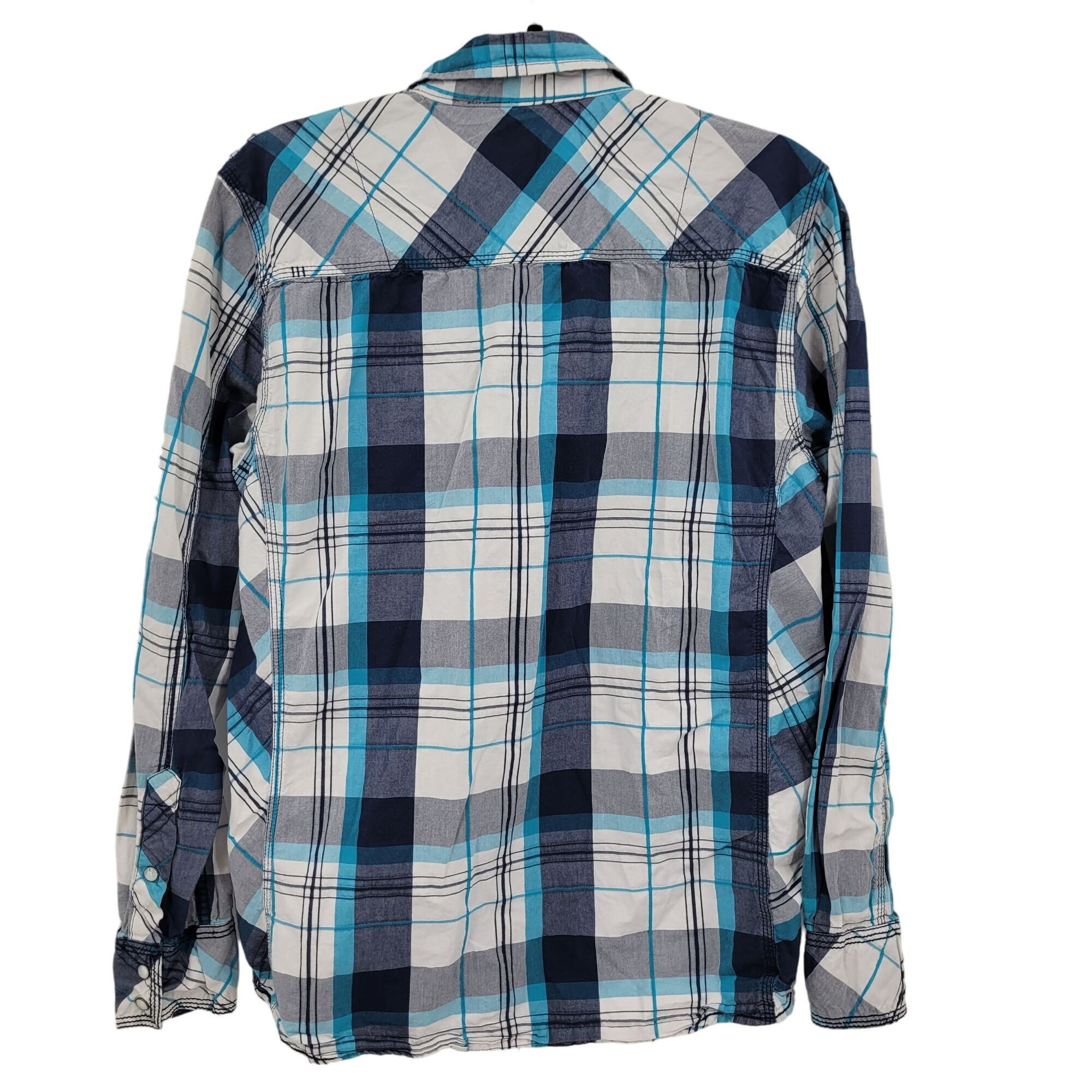BKE VTG BKE Unisex Medium Plaid Western Shirt M Blue Pearl Snap Size US M / EU 48-50 / 2 - 2 Thumbnail