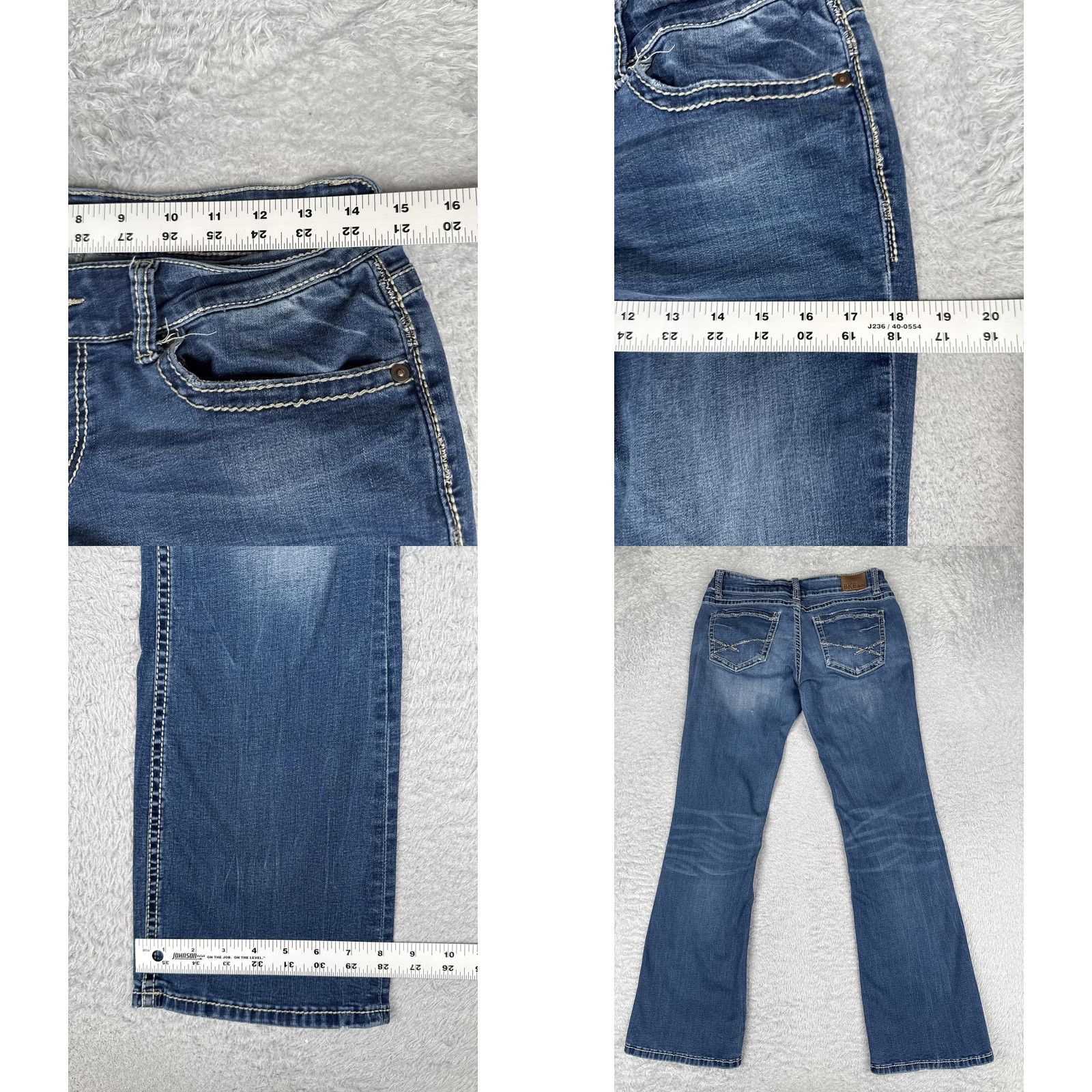 BKE BKE Stella Bootcut Jeans Womens 28R Blue Medium Wash Distressed 28x30 Size 28" / US 6 / IT 42 - 9 Thumbnail