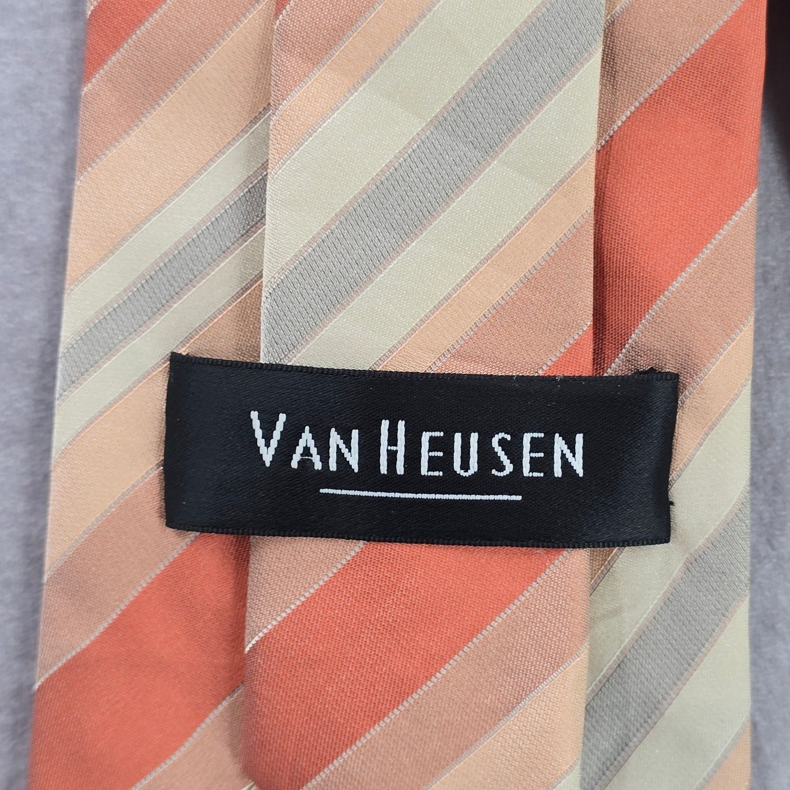 Van Heusen Van Heusen Orange Gray Stripe 100% Silk Men's Neck Tie NWOT Size 30 - 4 Thumbnail