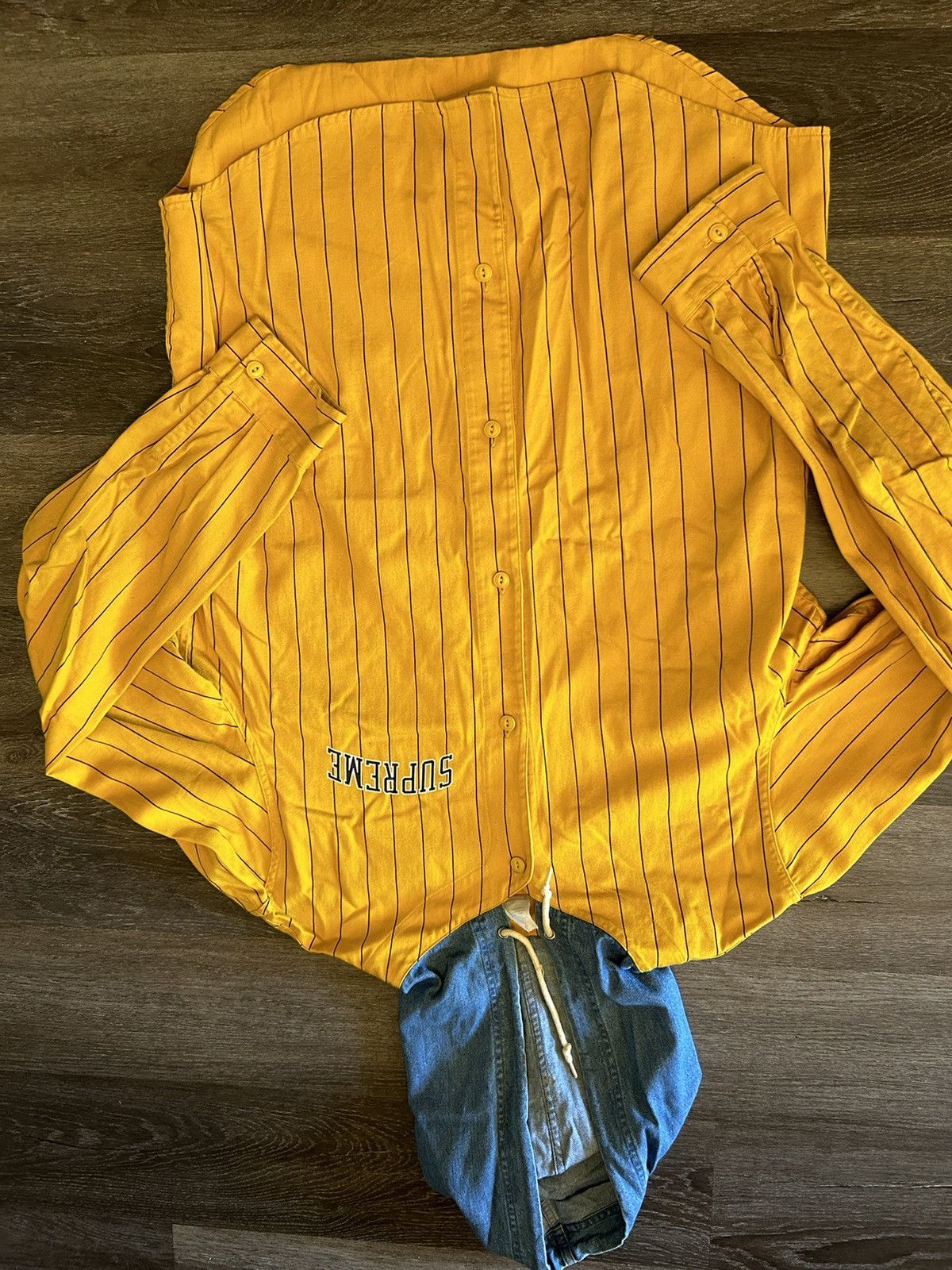 Supreme Supreme denim hooded baseball shirt (large) Size US L / EU 52-54 / 3 - 2 Thumbnail