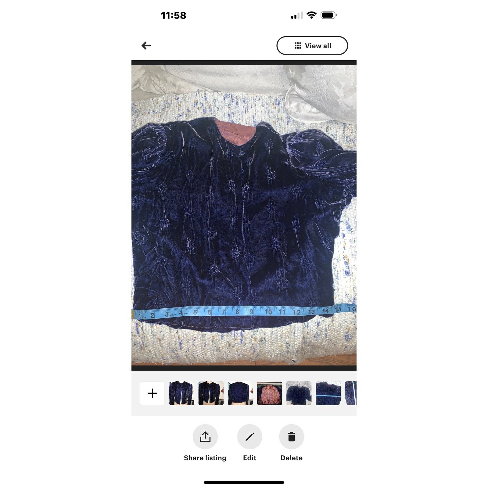 Vintage Unique VINTAGE Victorian/Edwardian Blue Velvet Jacket Size S / US 4 / IT 40 - 7 Thumbnail