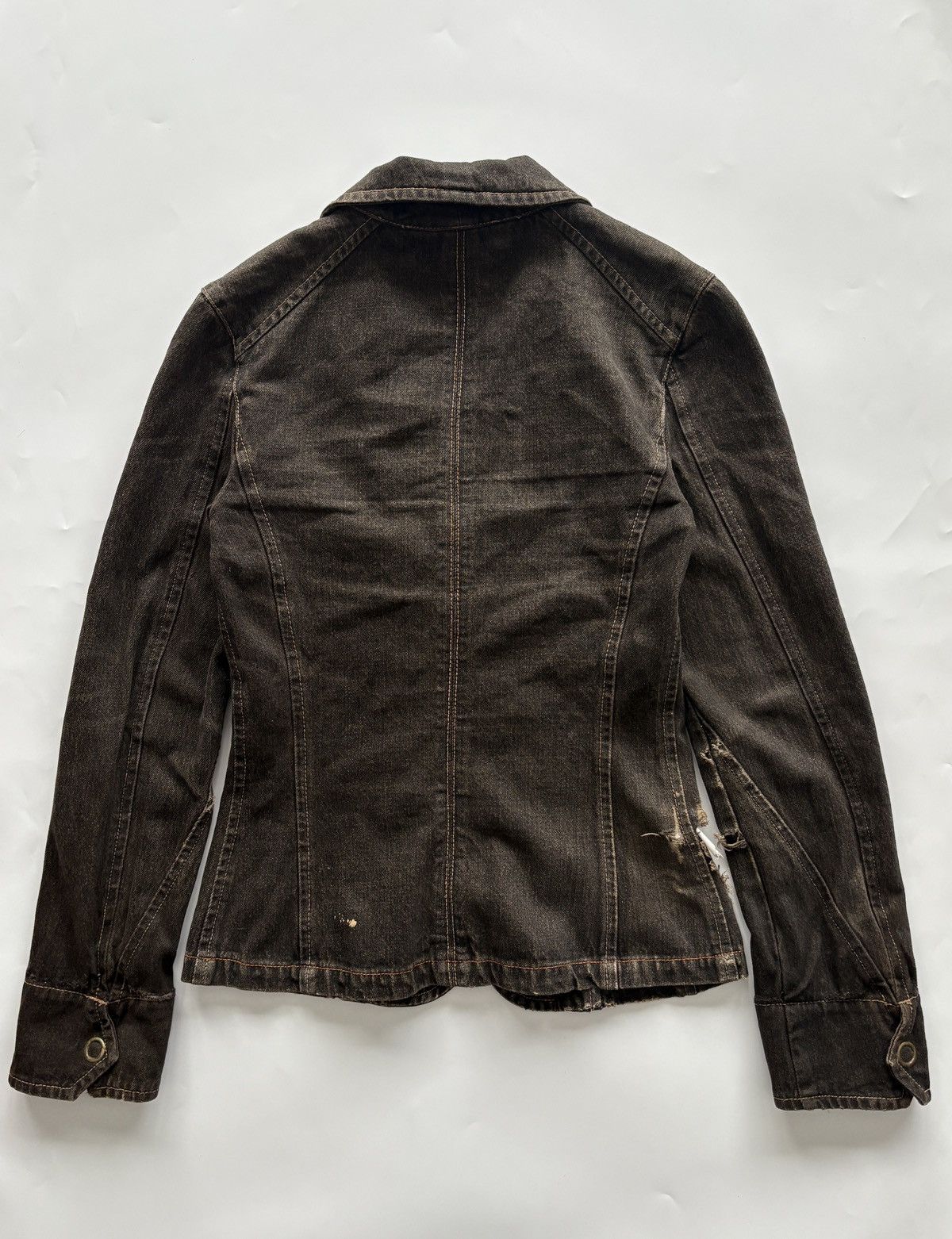 Japanese Brand Distressed Dark Brown Denim Blazer Jacket Opium Archive S Size S / US 4 / IT 40 - 8 Thumbnail