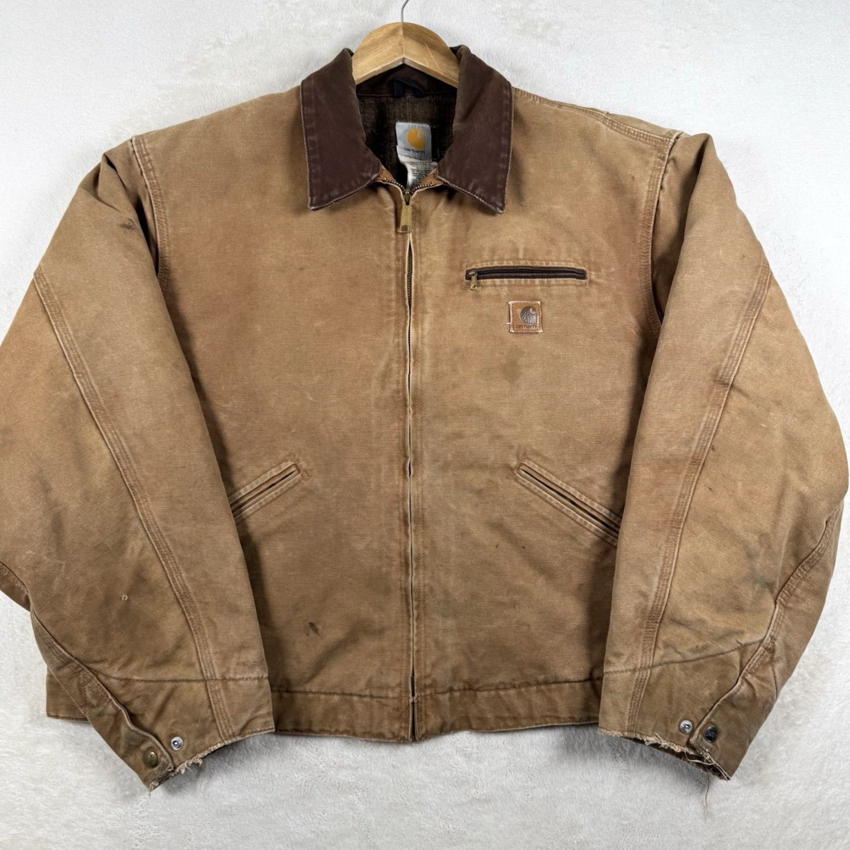 Carhartt Carhartt J97 CML Detroit Vintage Brown Canvas Jacket 2XL Bomber Jacket Men Winter Fall Spring Lined Polyester Logo Shirt? Size US XXL / EU 58 / 5 - 2 Thumbnail