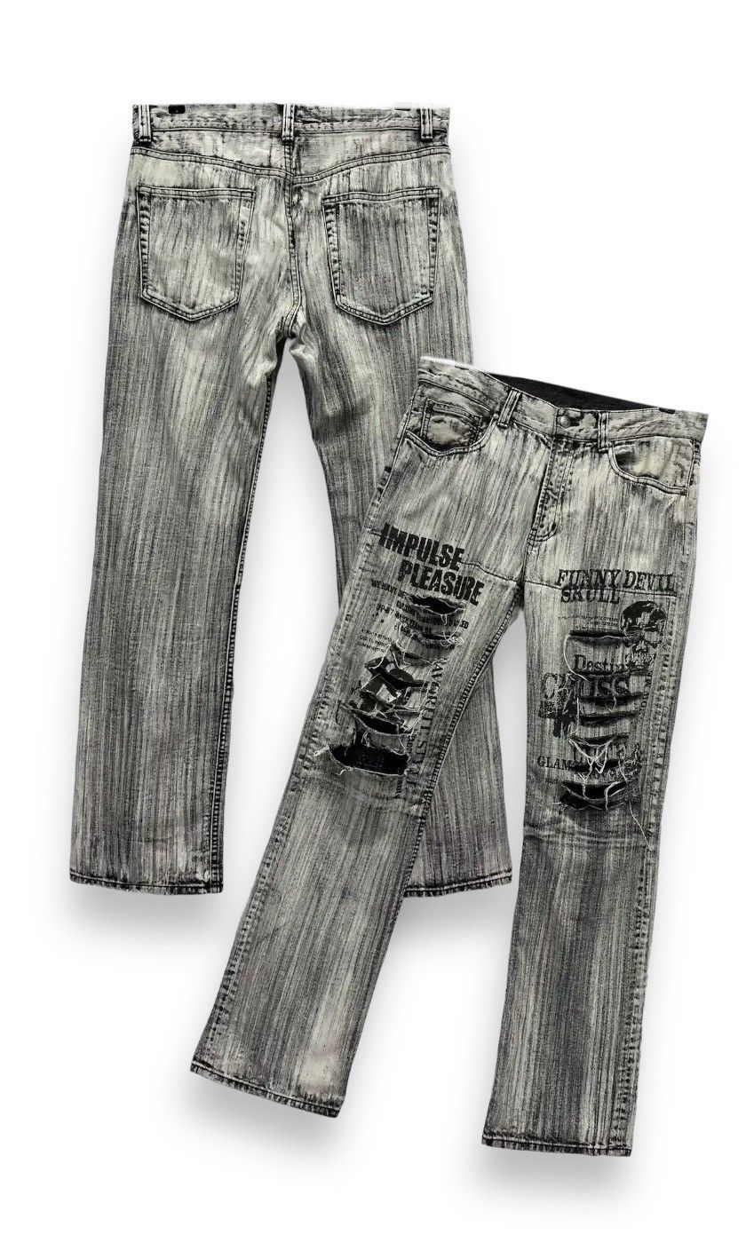 Japanese Brand Funny Devil Punk Rock Skull Ripped Japanese Brand Denim Size US 32 / EU 48 - 2 Thumbnail
