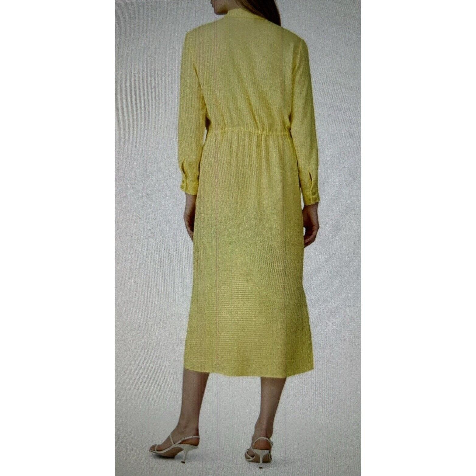 Sita Murt Yellow Linen Blend Button Front Drawstring Waist M