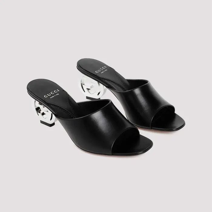 Gucci o1s1wg110225 Interlocking G Heel Sandals in Black Size US 9.5 / IT 39.5 - 4 Thumbnail