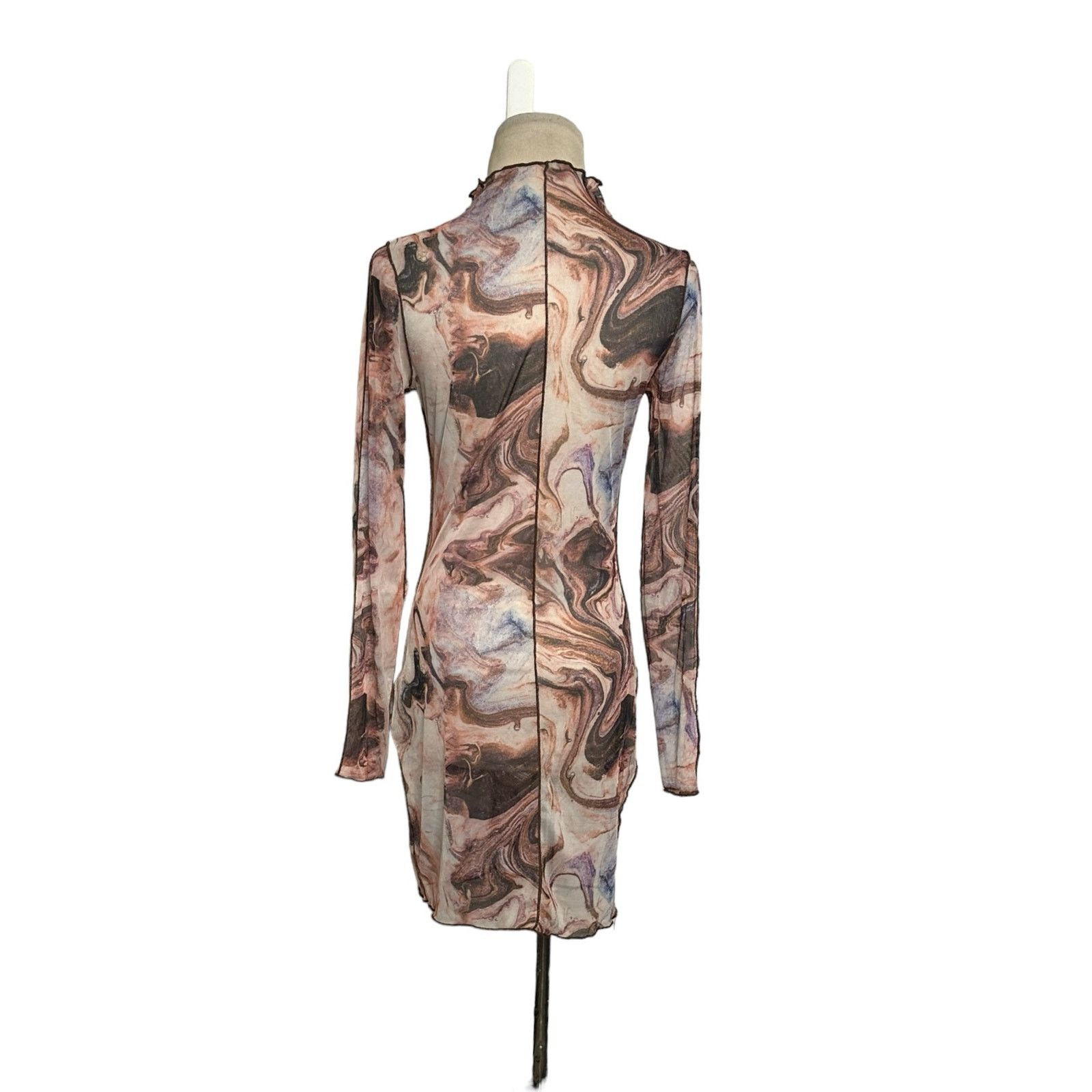Shein SHEIN brown floral sheer mesh mini dress size small Size S / US 4 / IT 40 - 3 Thumbnail