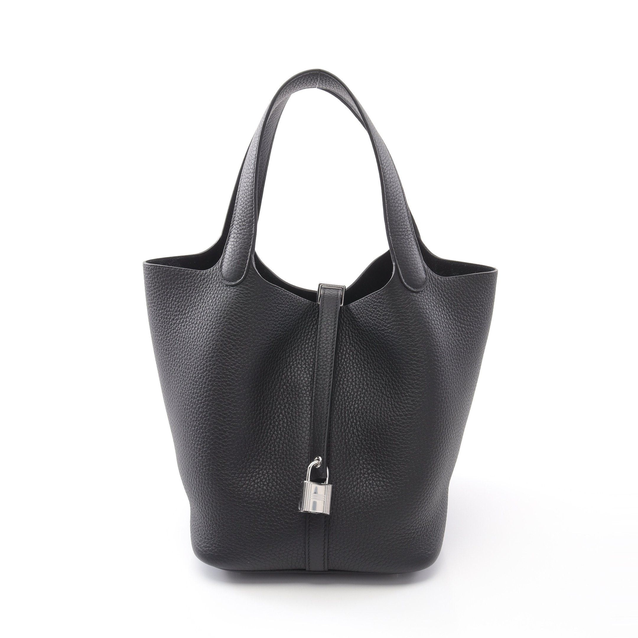 Hermes Hermes Picotane Lock Mm Handbag Clemence Leather Black Silver Hardware Double Engraved Size ONE SIZE - 1 Thumbnail