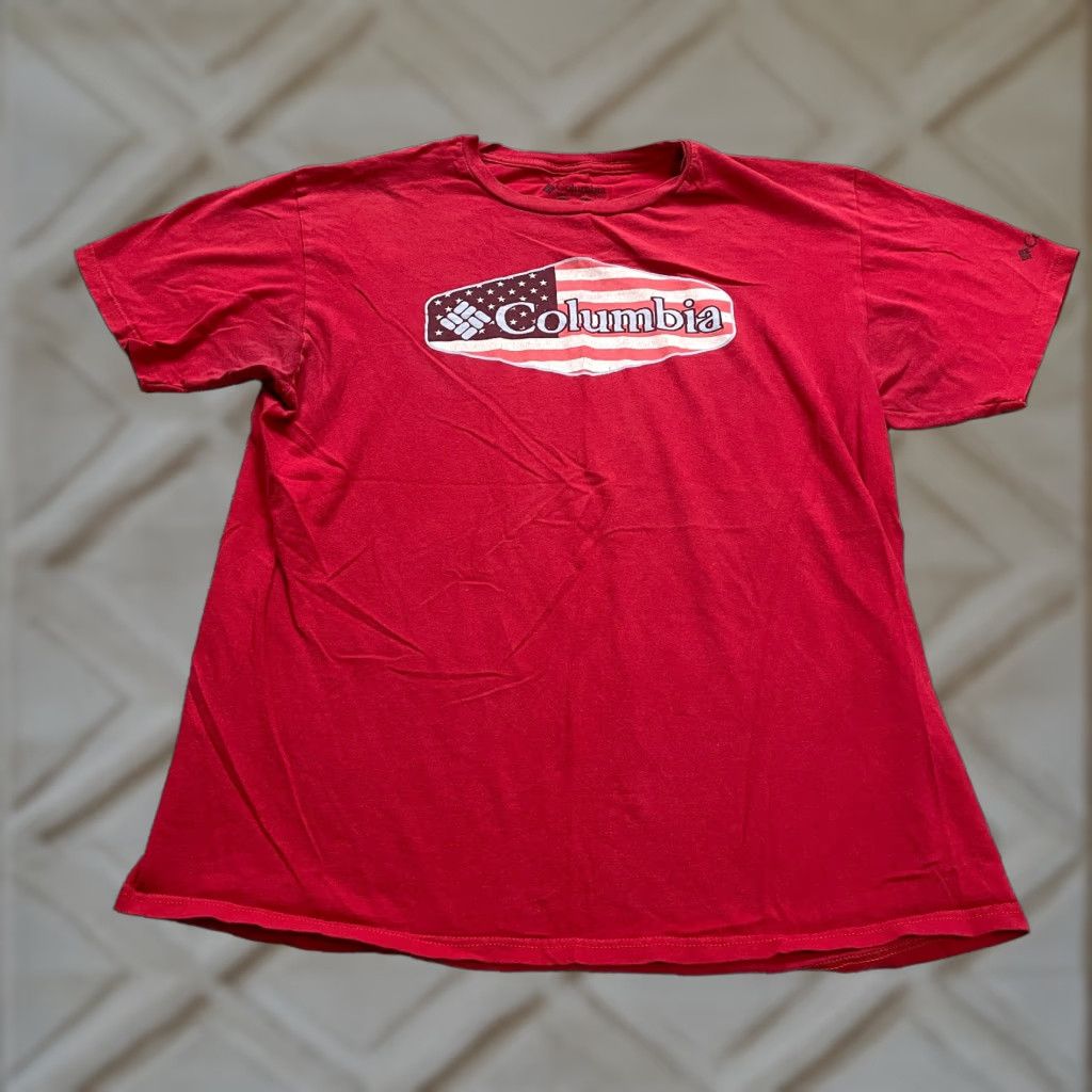 Logo 7 Columbia Shirt Mens Large Red Short Sleeve Cotton USA Logo Adult Size US L / EU 52-54 / 3 - 1 Thumbnail