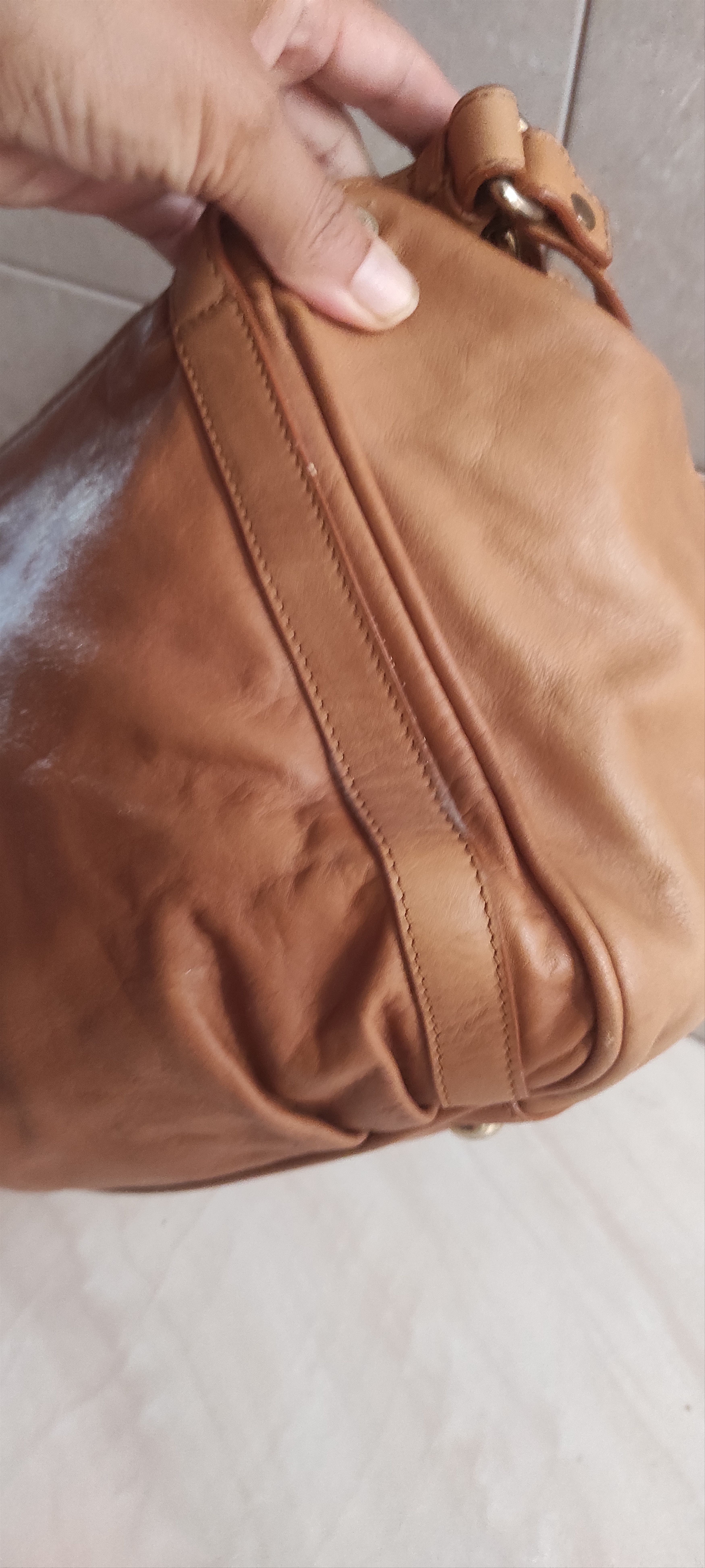 Massimo Dutti Massimo Dutti Satchel Bag Camel Leather Crossbody Bag Size ONE SIZE - 5 Thumbnail