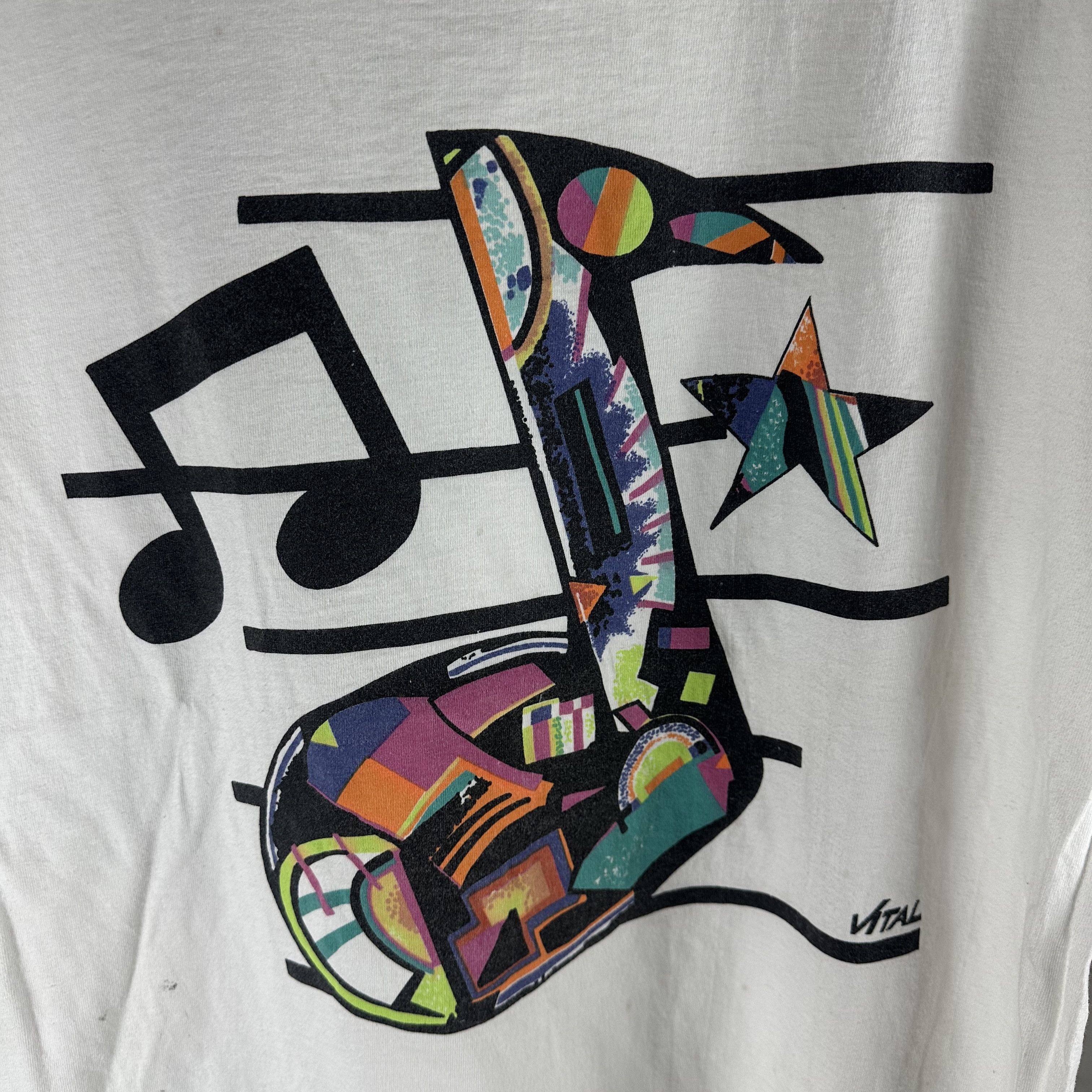 Vintage ​Vintage 90s Music Note Artwork Graphic T-shirt Size US XL / EU 56 / 4 - 2 Thumbnail