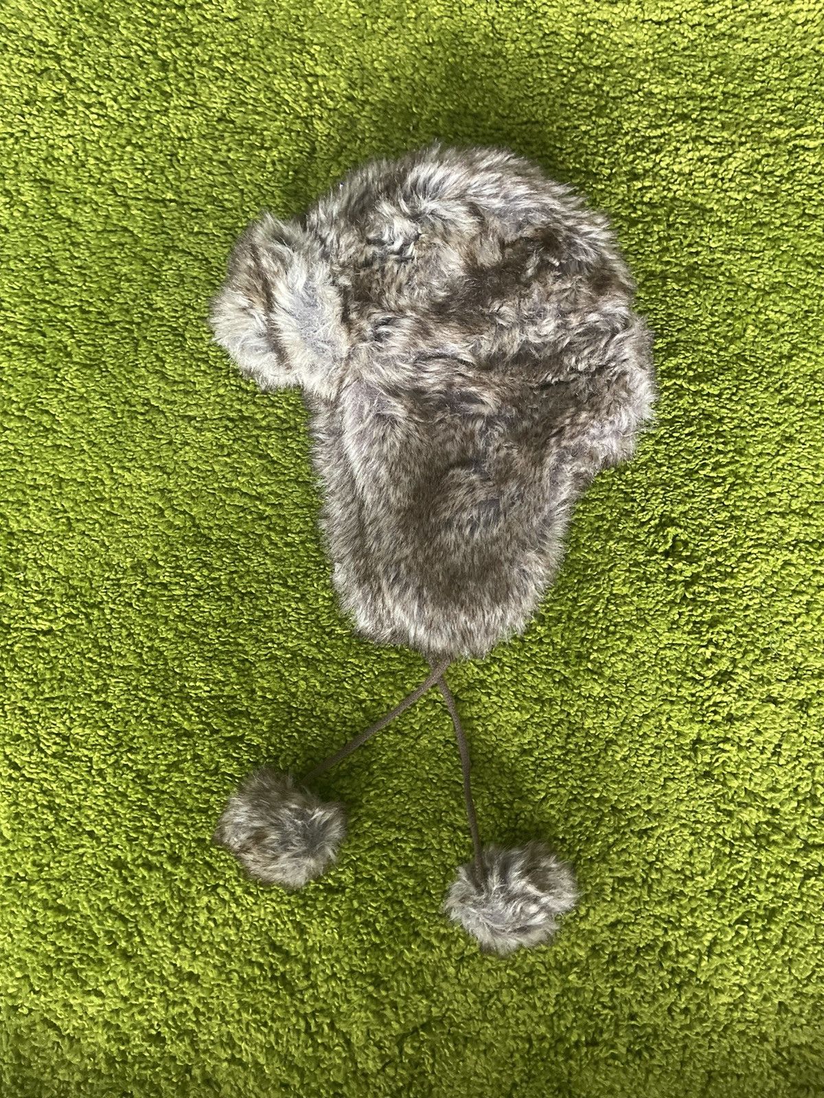 Designer Y2K fuzzy faux fur Ushanka trapper / checker hat Japanese Size 32 - 2 Thumbnail