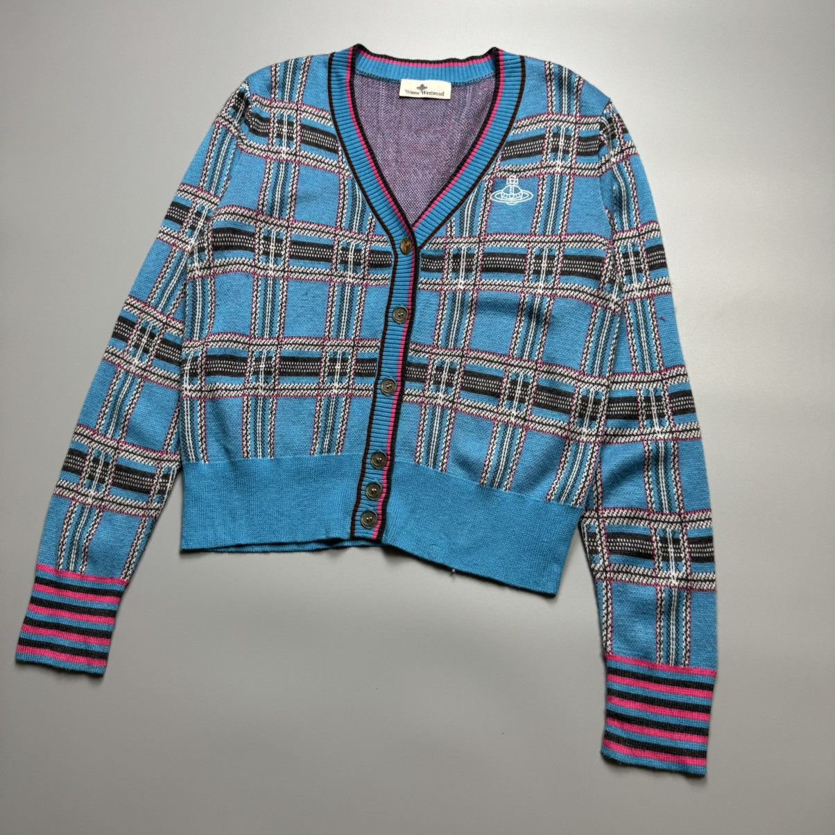 Vivienne Westwood Vivienne Westwood - Madras Checkered Wool Cardigan (Rare) Size M / US 6-8 / IT 42-44 - 4 Thumbnail