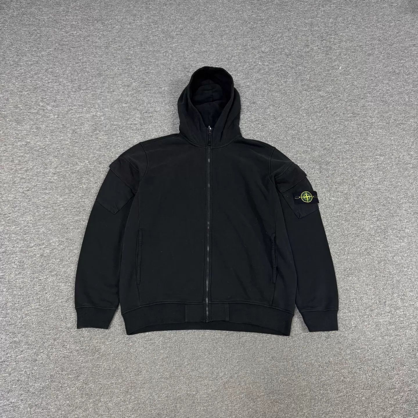 Stone Island Stone Island Black Hood Zip Hoodie 2-Pocket Sleeve Logo XL Size US XL / EU 56 / 4 - 2 Thumbnail