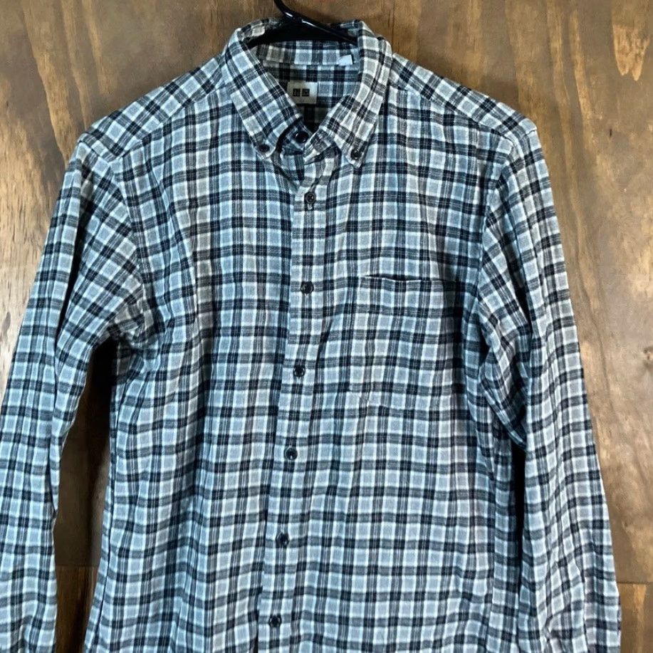Uniqlo Uniqlo Mens Shirt Black White Flannel Button-Down Long Sleeve 100% Cotton Small Size US S / EU 44-46 / 1 - 2 Thumbnail