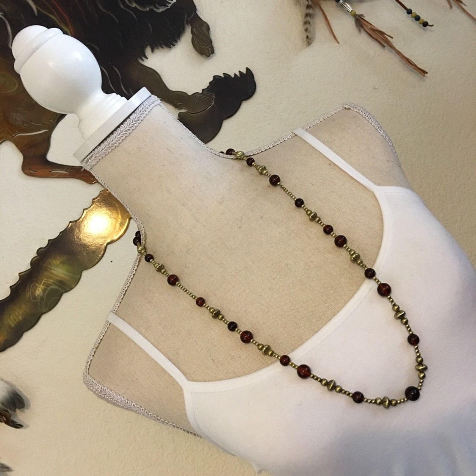 Vintage Vintage amber and gold tone beaded long necklace Size ONE SIZE - 3 Thumbnail